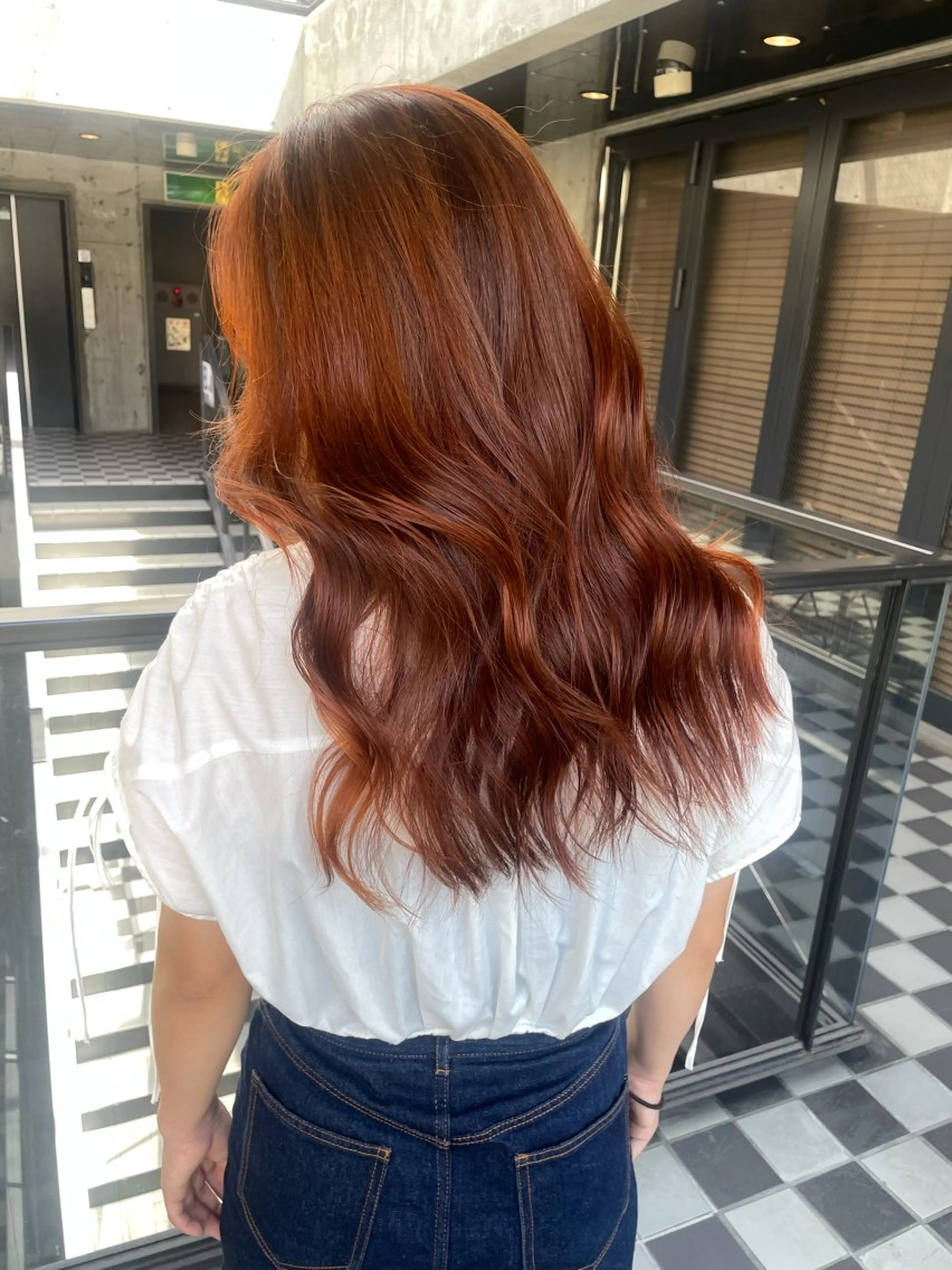 ロング カラー オレンジ ヘアカラー ♡ハイライトカラー shinri♡のヘアスタイル