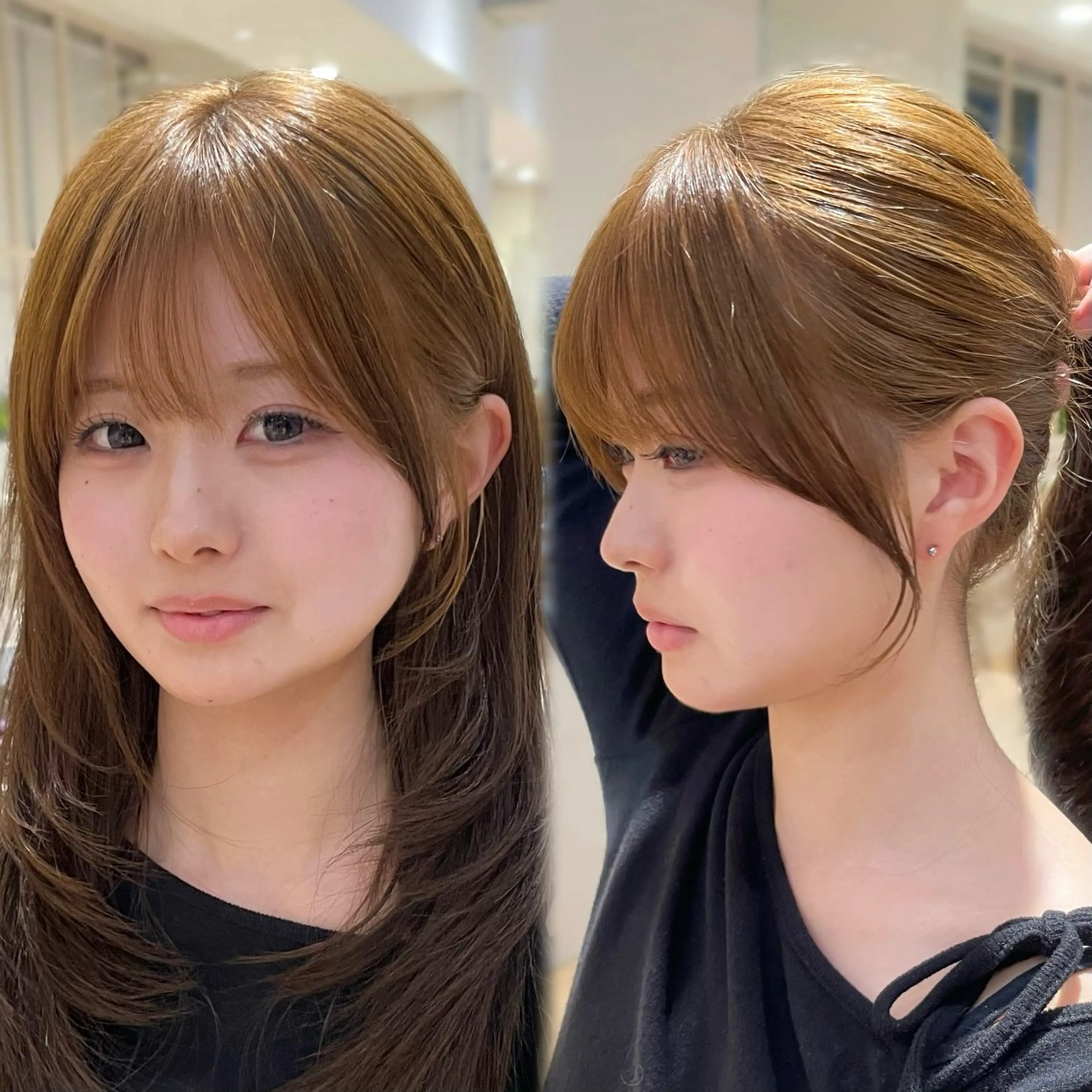 【🌟新規限定割引メニュー🌟】前髪カット+艶髪カラー＋美髪トリートメント(シャンプー＋ブロー込)の写真