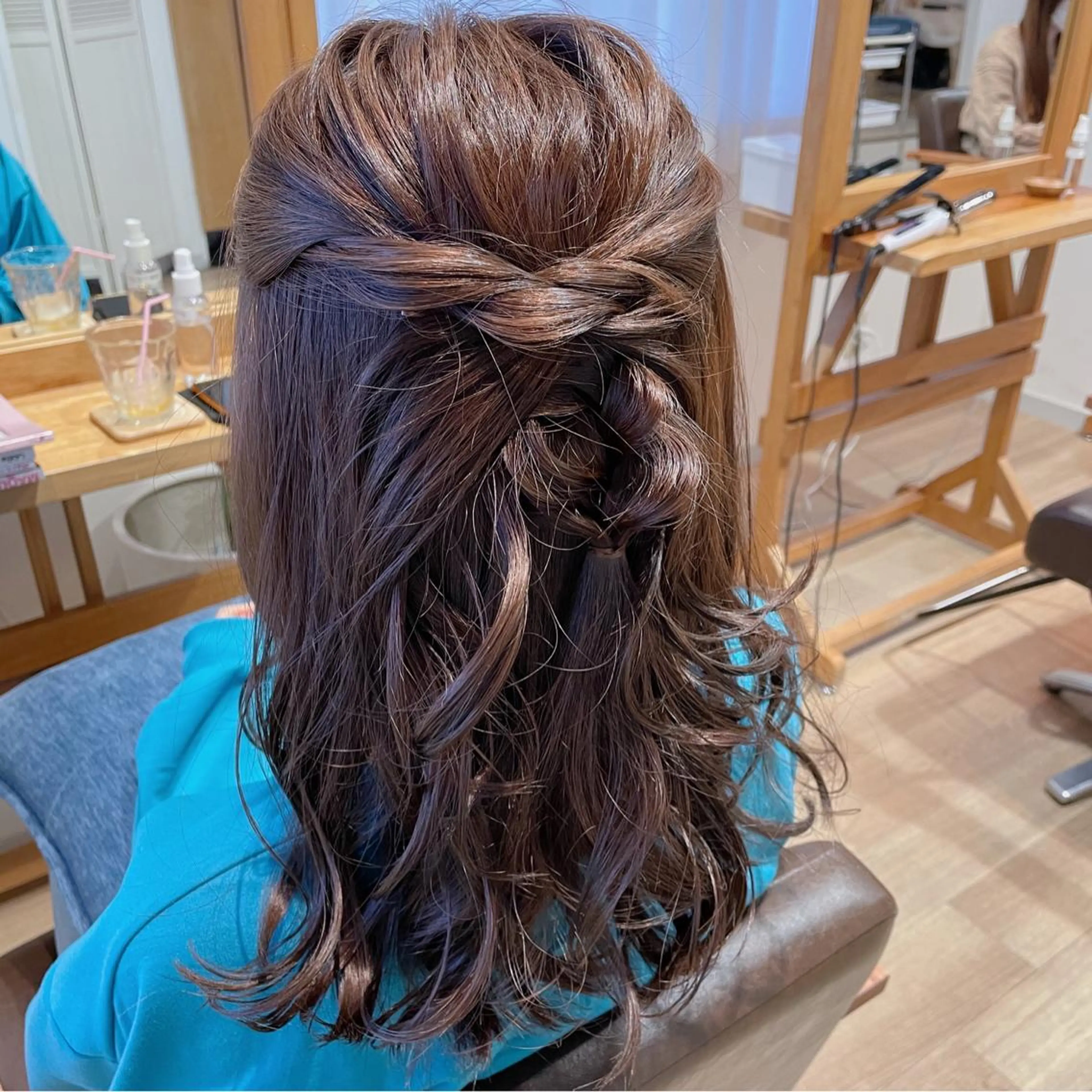 セミロング カラー ヘアアレンジ なつき/艶ピンク/ girly hairのヘアスタイル