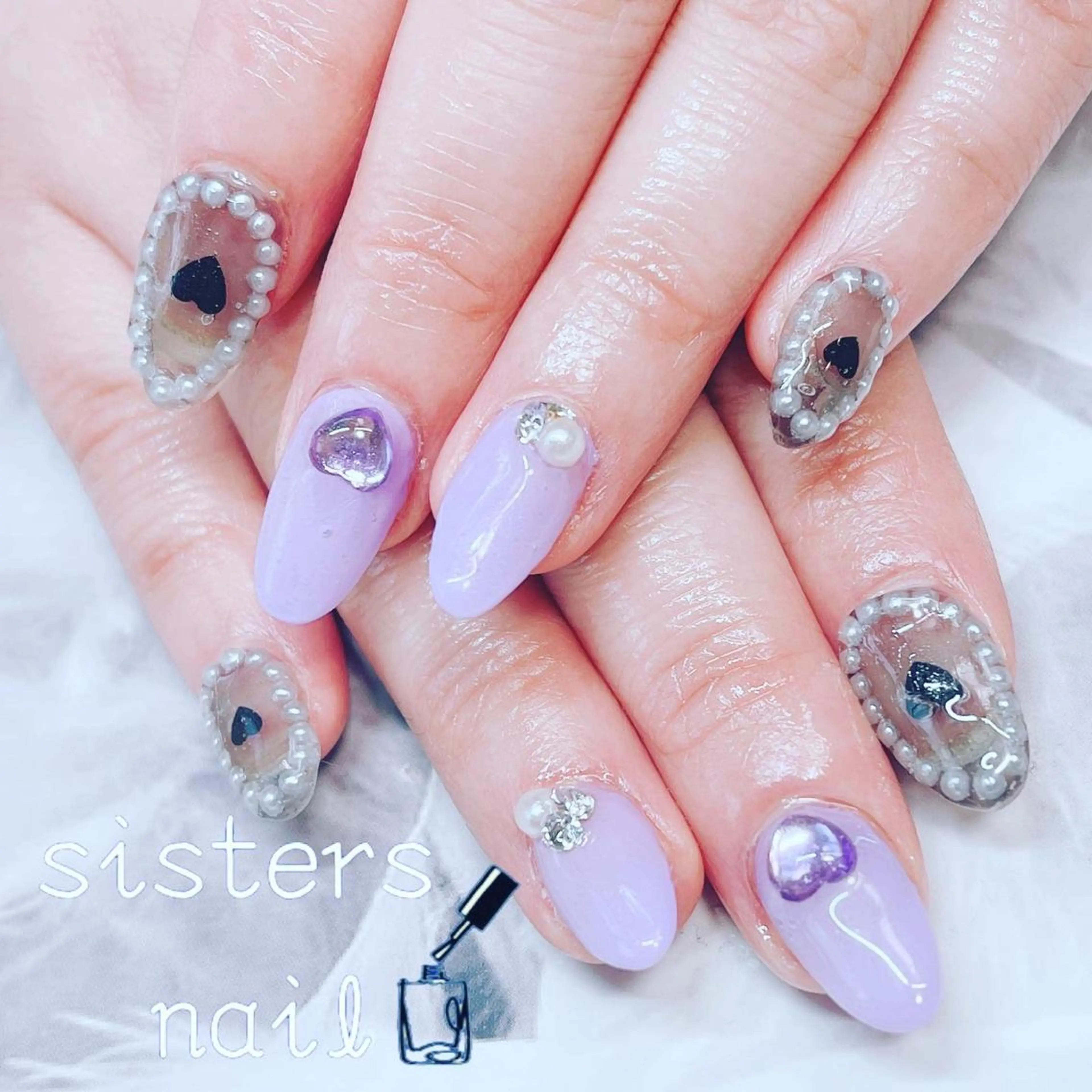 ネイル アートネイル 成人式 ハート 春ネイル ハンドネイル ハンドケア sisters nail.fのネイルデザイン