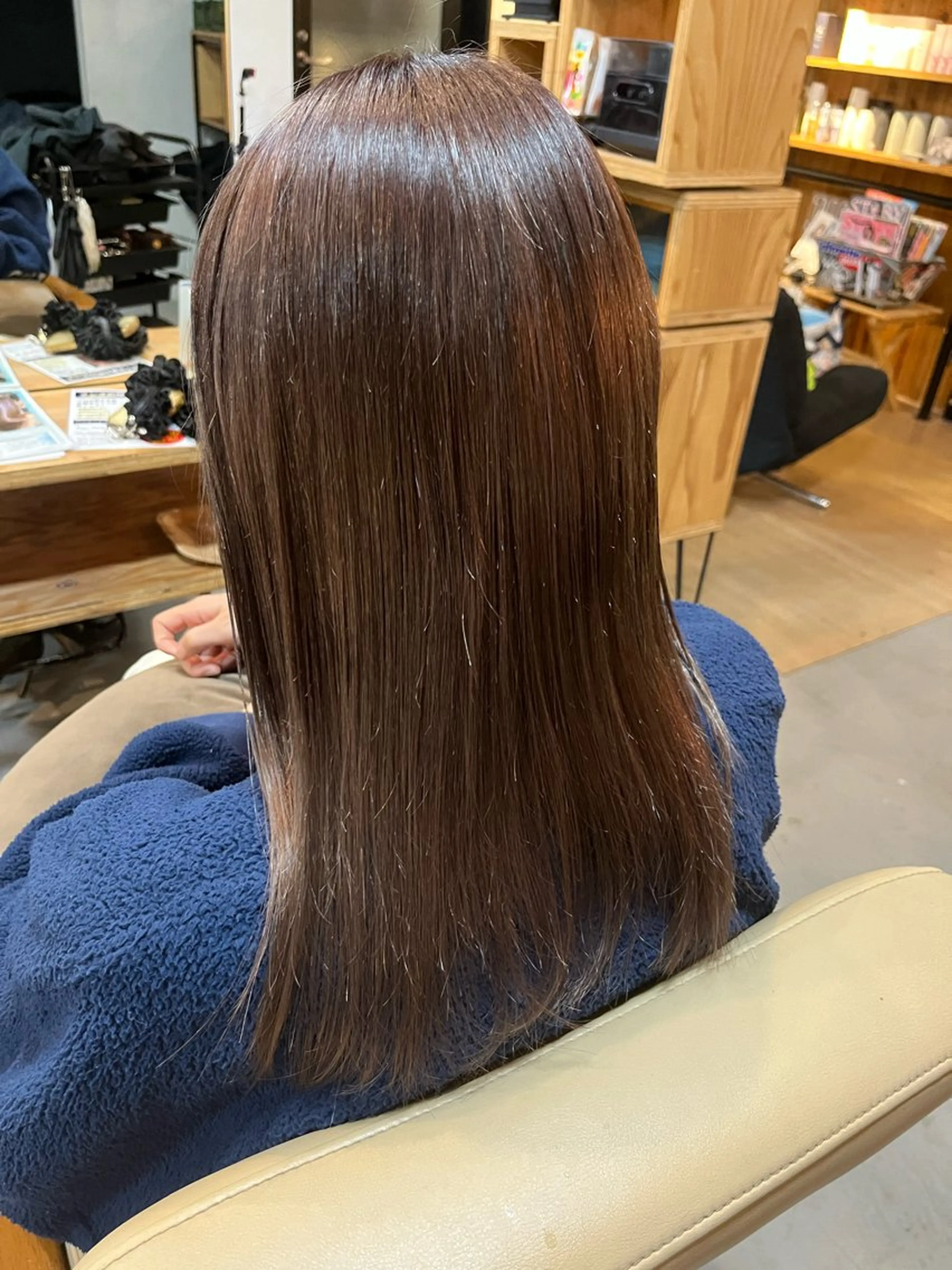 セミロング ピンクブラウン カット ヘアカラー 阪神西宮★JUNO 川﨑温子のヘアスタイル