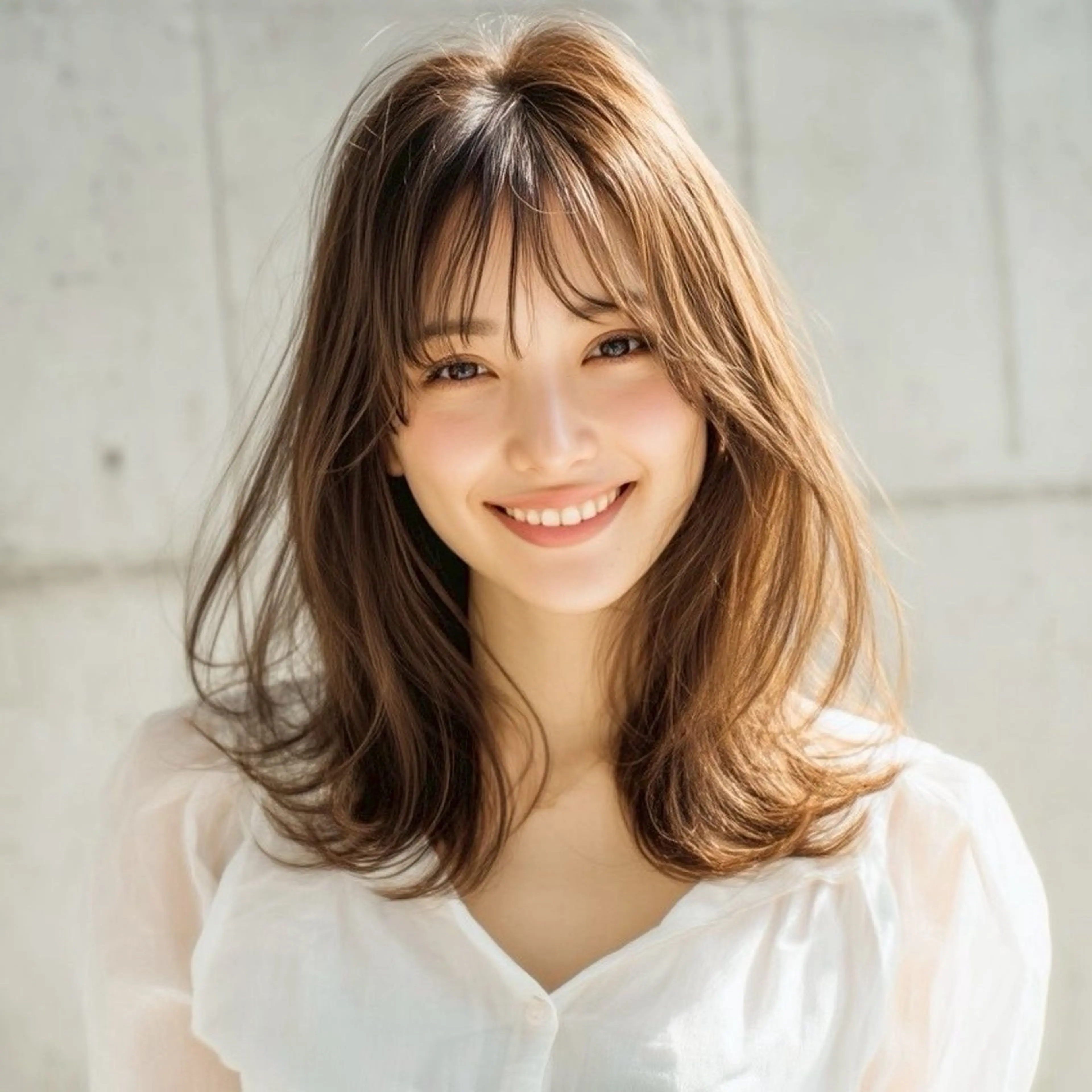 セミロング 縮毛矯正 トリートメント こうき/前髪割れ癖 改善/カット/カラーのヘアスタイル