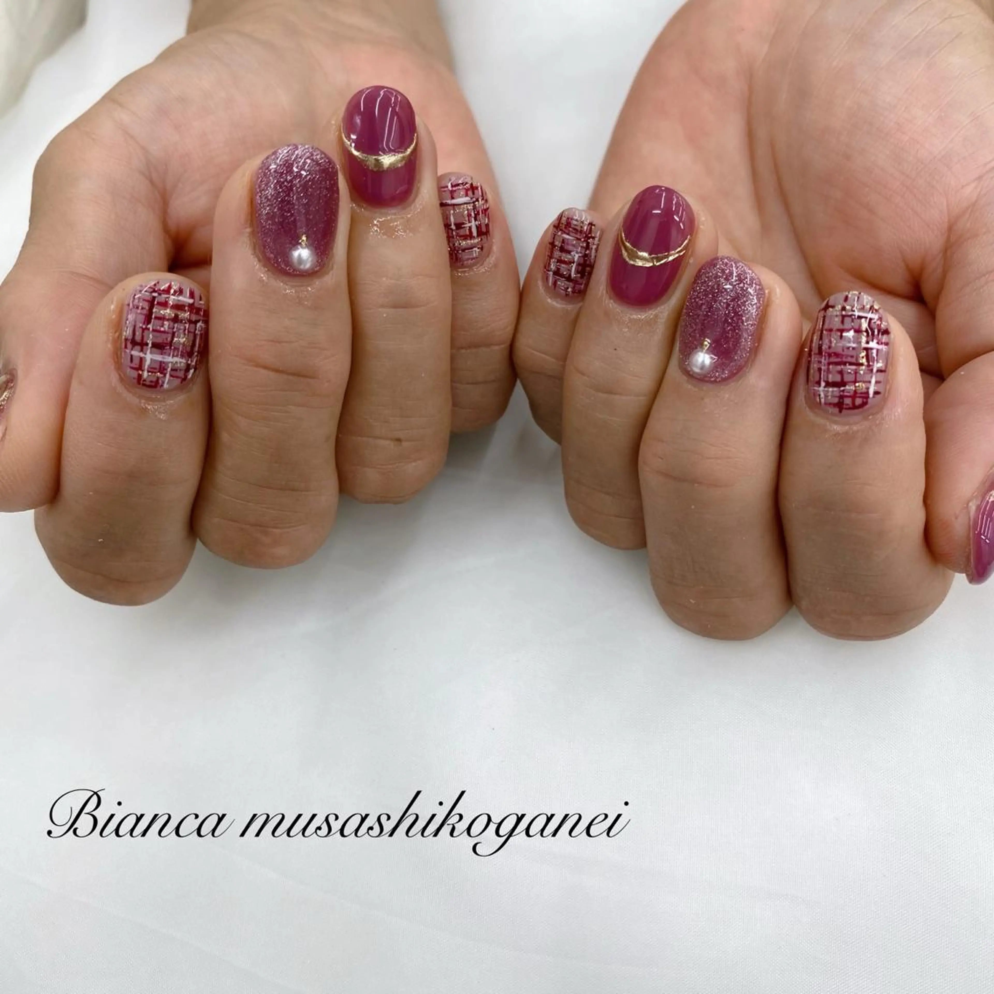 ネイル グラデーション ハート キラキラネイル マグネットネイル ミラーネイル Bianca 武蔵小金井　しぎはらのネイルデザイン