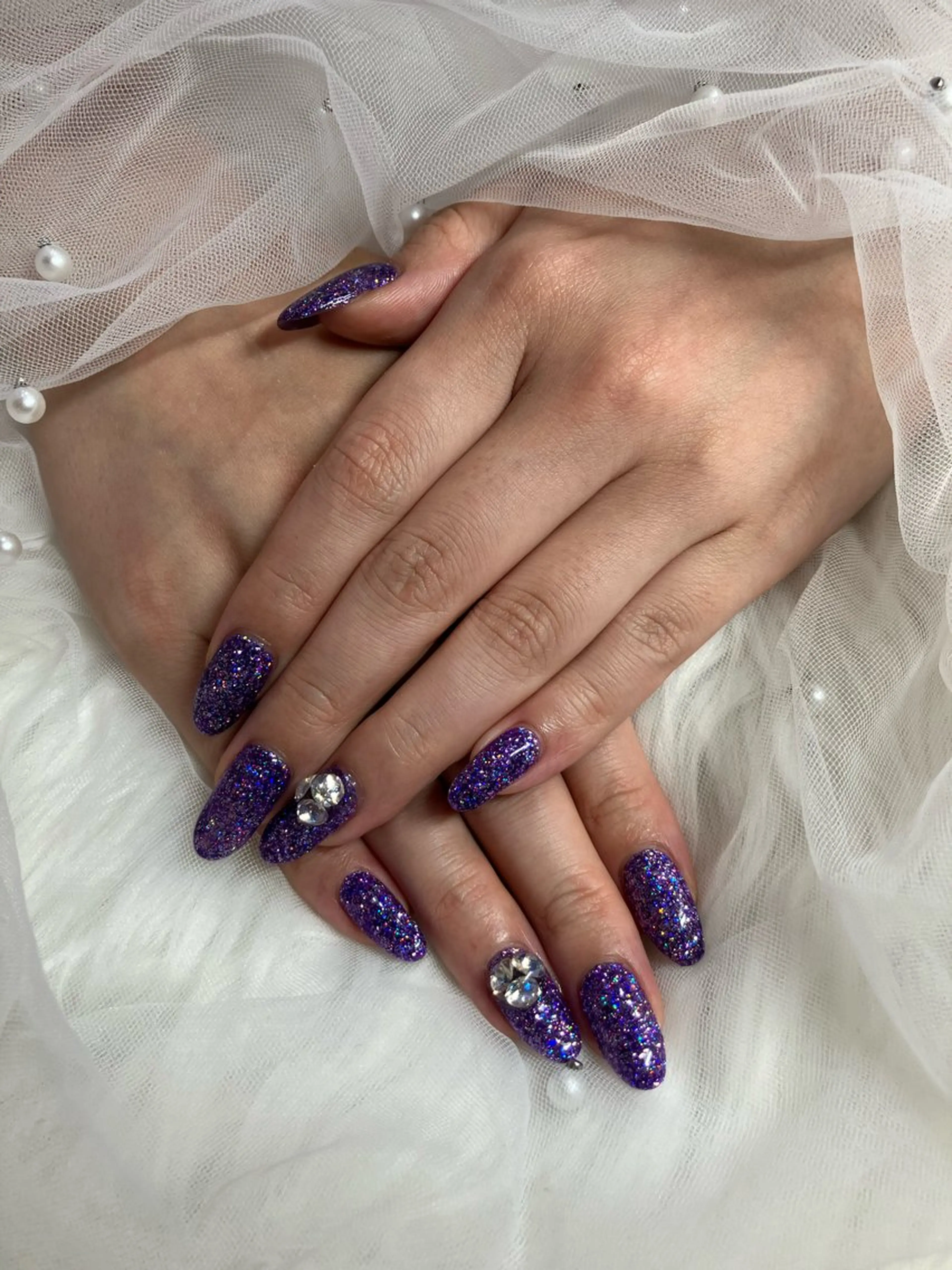 ネイル ラメ(グリッター) ワンカラーネイル 🩵Kitty川越店 Jr，まひろ🩵のネイルデザイン