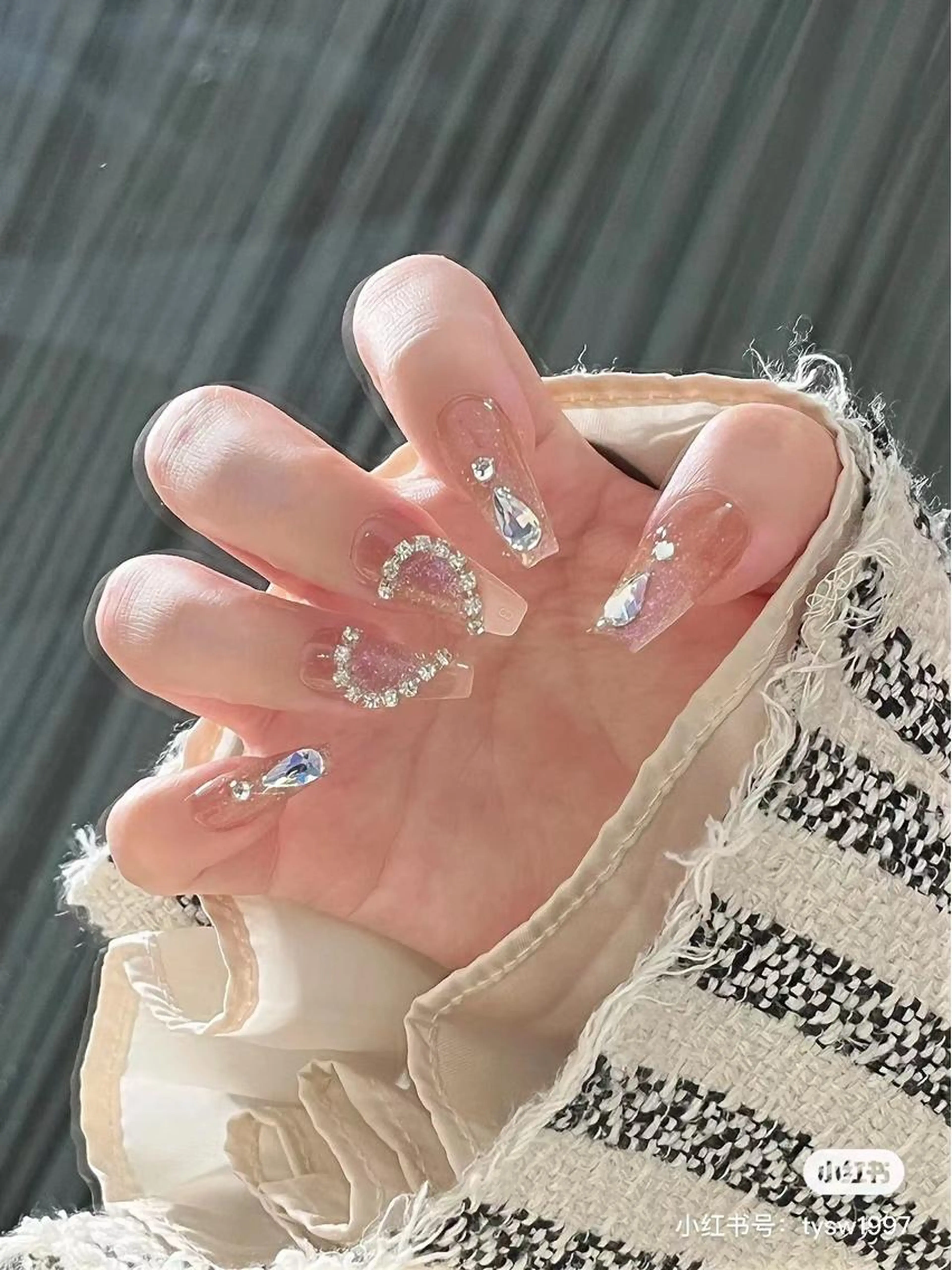 NO.2★ 【チップジェルスカルプ長さだし】キラキラハートコース ¥12980 (メンズ予約可)の写真