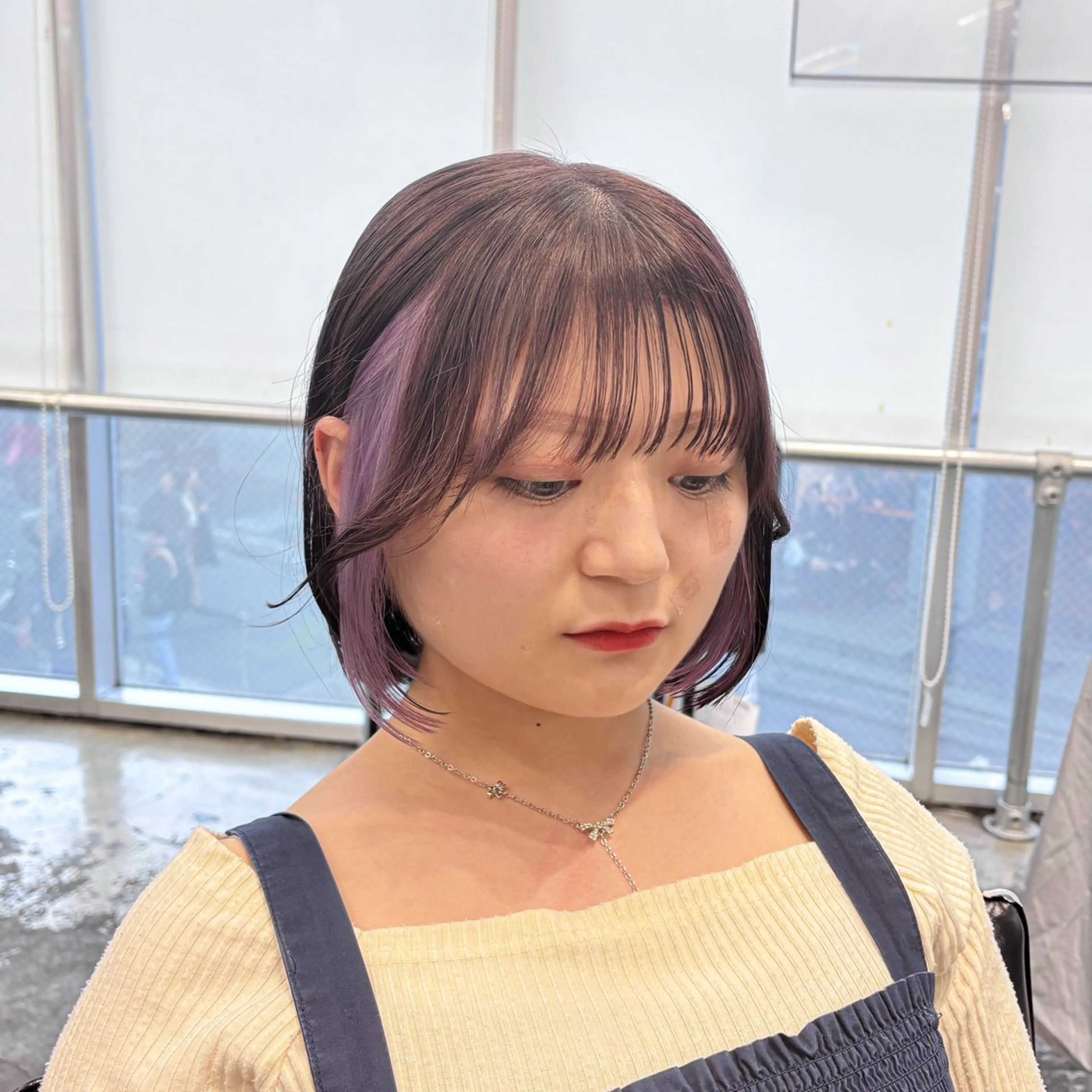 ミディアム カラー ヘアアレンジ ラベンダーカラー 🎀モテ暖色× エクステ🎀あかりのヘアスタイル