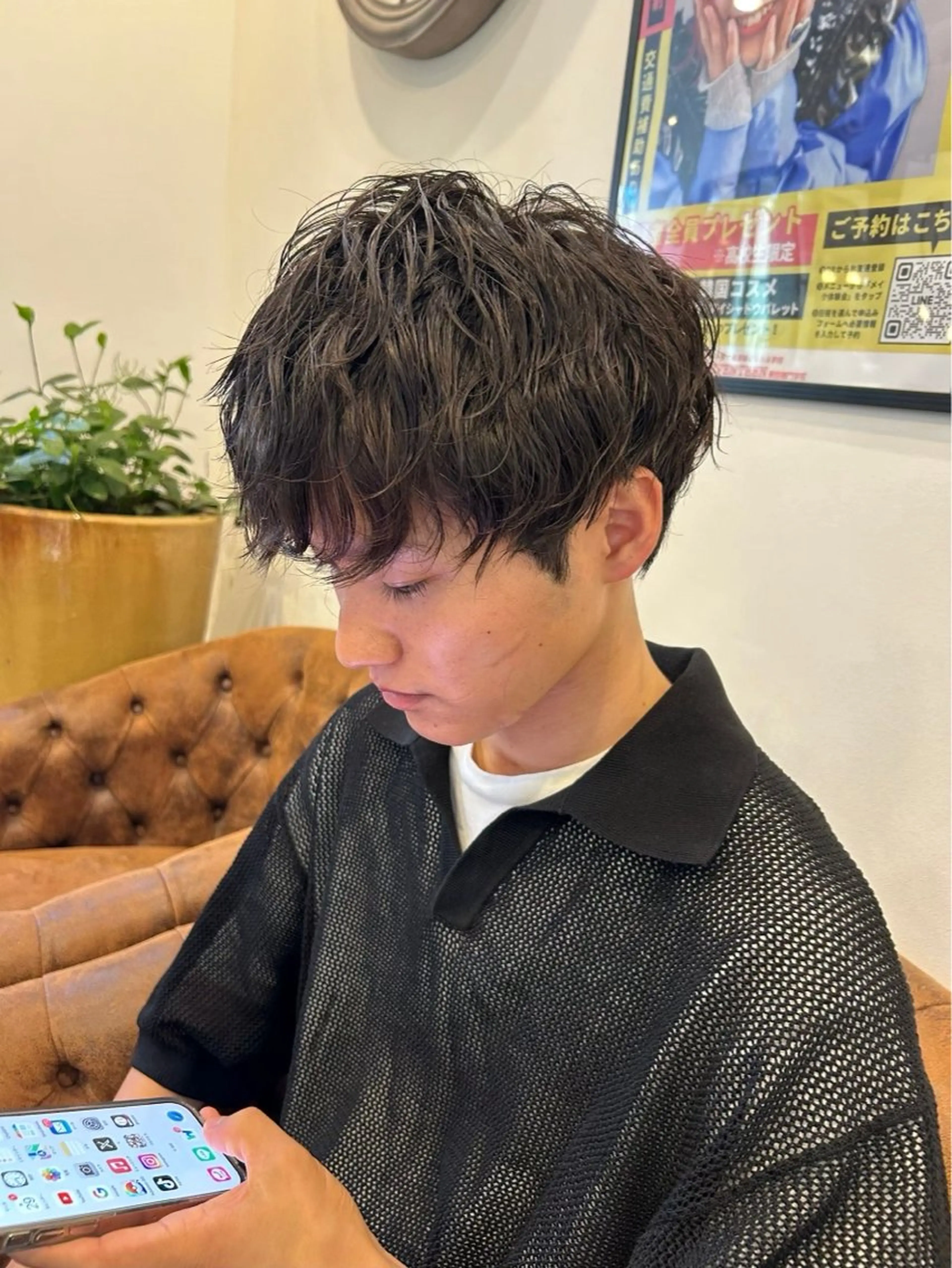 ミディアム パーマ メンズ 榊原 貫太のヘアスタイル