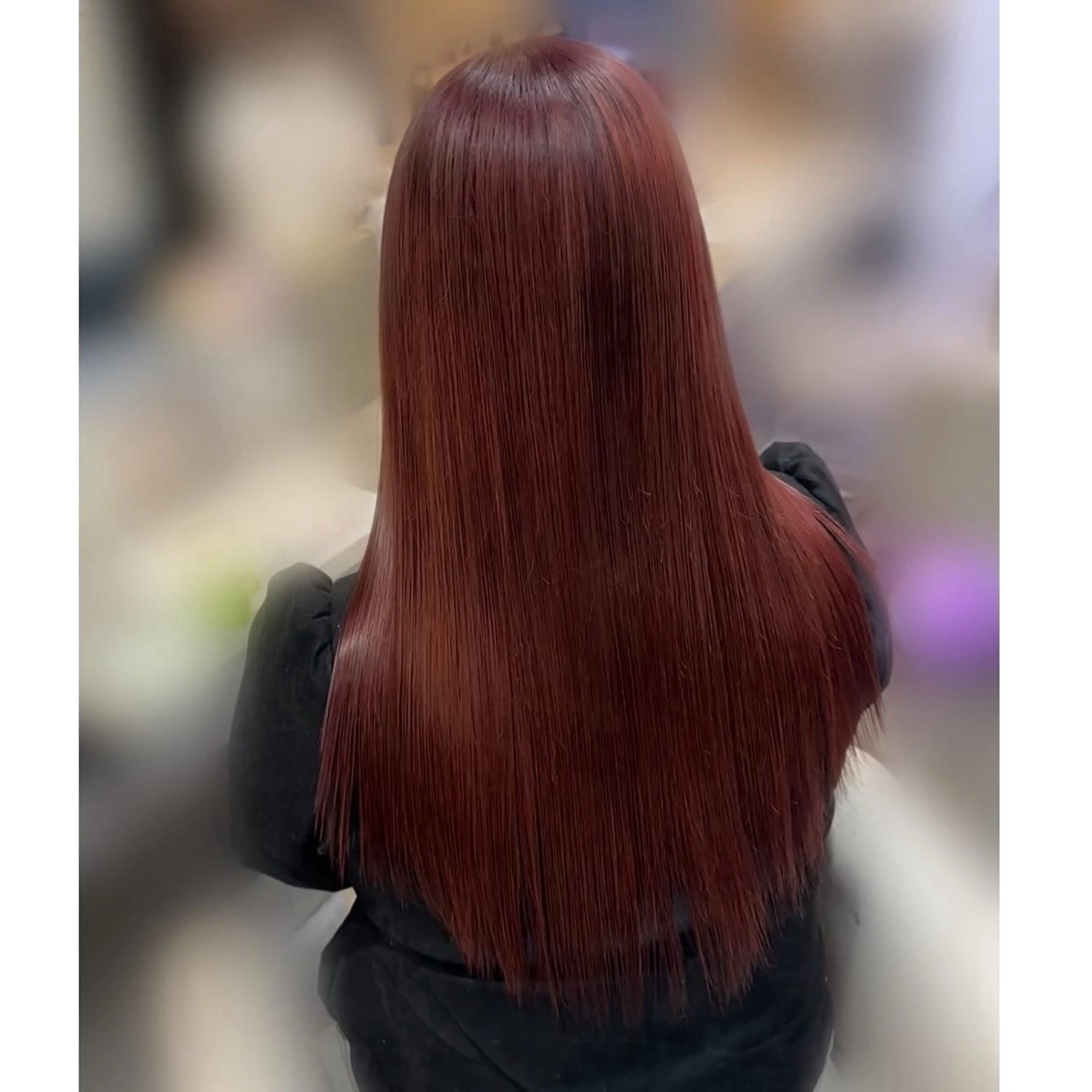 ロング カラー レッドカラー ヘアカラー 🖤kana/艶髪/ 韓国風暗髪カラー🖤のヘアスタイル