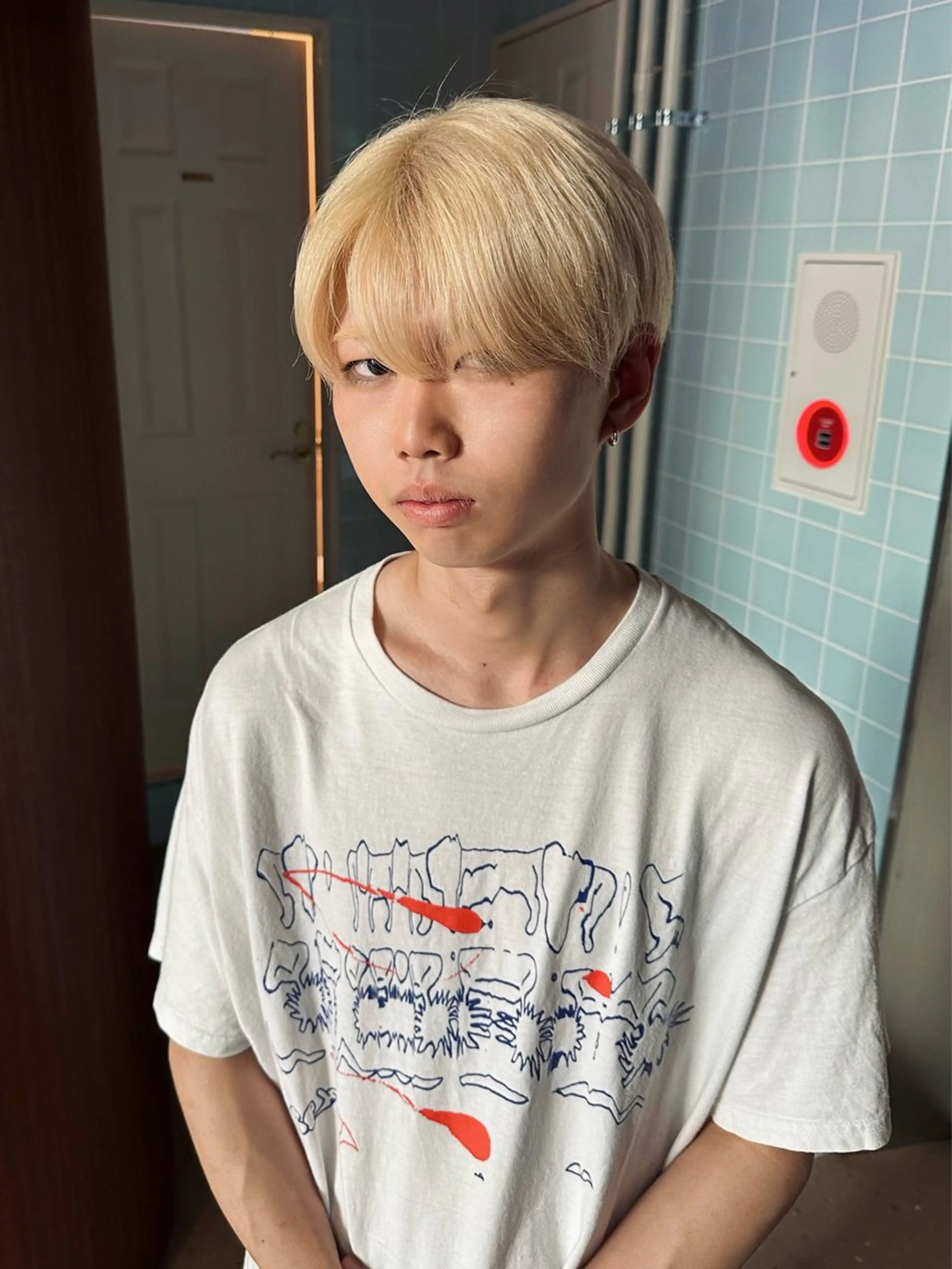 ショート カラー メンズ メンズブリーチ メンズハイトーン ブリーチ ブロンド ハイトーンカラー ヘアカラー トリートメント cope'u ROWEN所属・ウルフ/レイヤー/ 渋谷🔮Yudaiのヘアスタイル