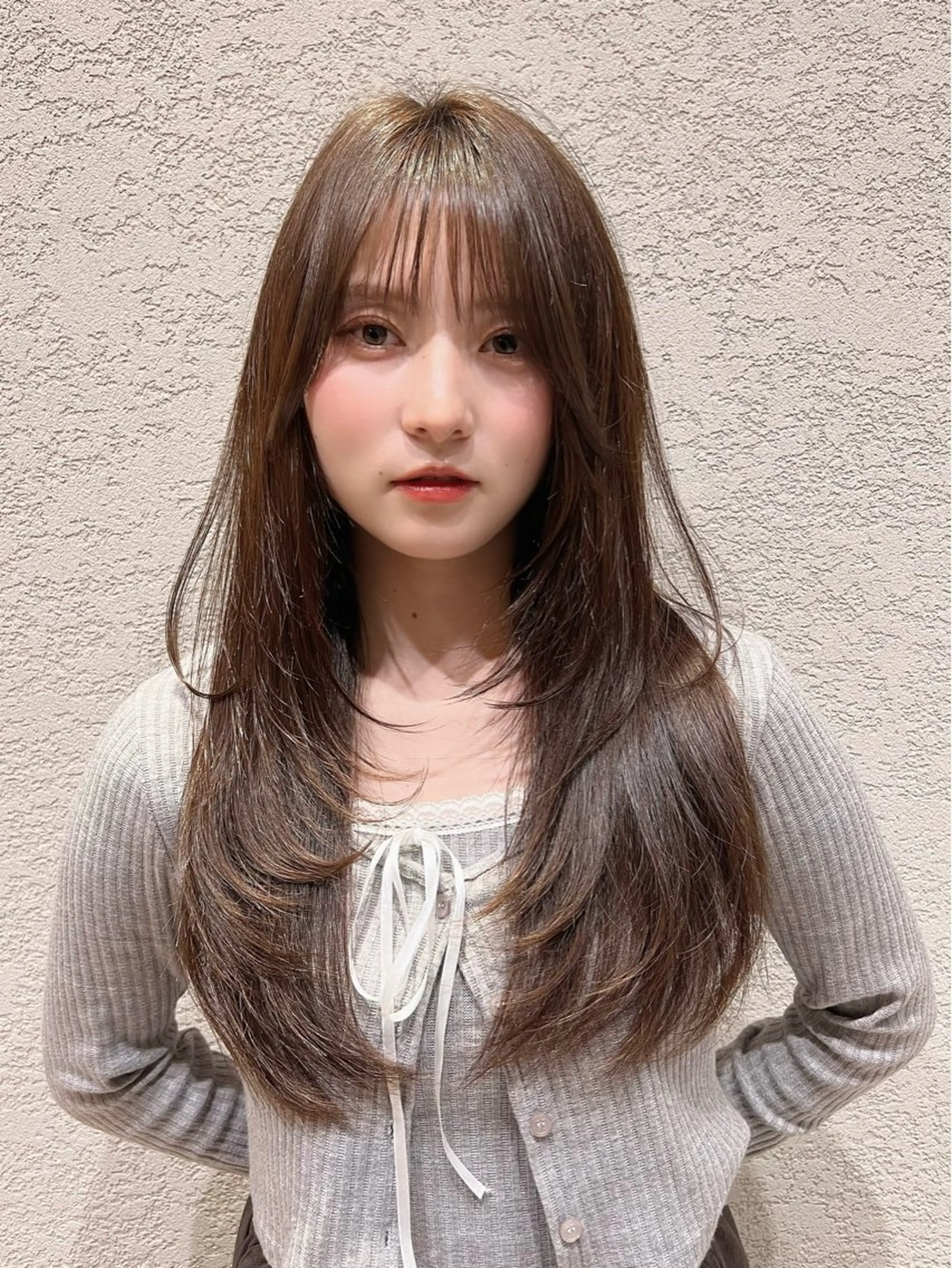 ロング カラー カット ヘアカラー トリートメント 興津/韓国レイヤー ダブルカラー美髪縮毛のヘアスタイル