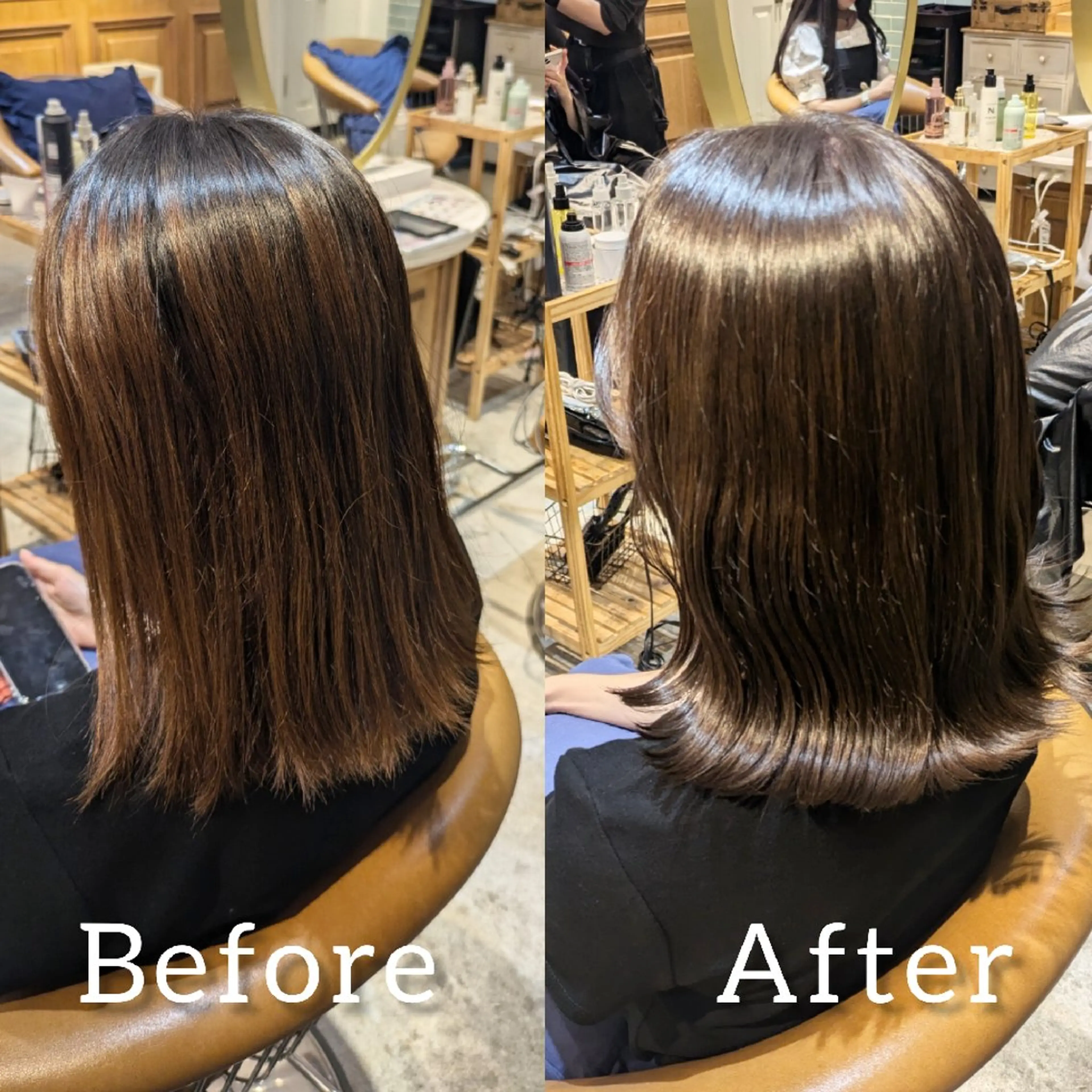 ミディアム カット ヘアカラー トリートメント 縮毛矯正/レイヤー 💎やまもとちひろのヘアスタイル