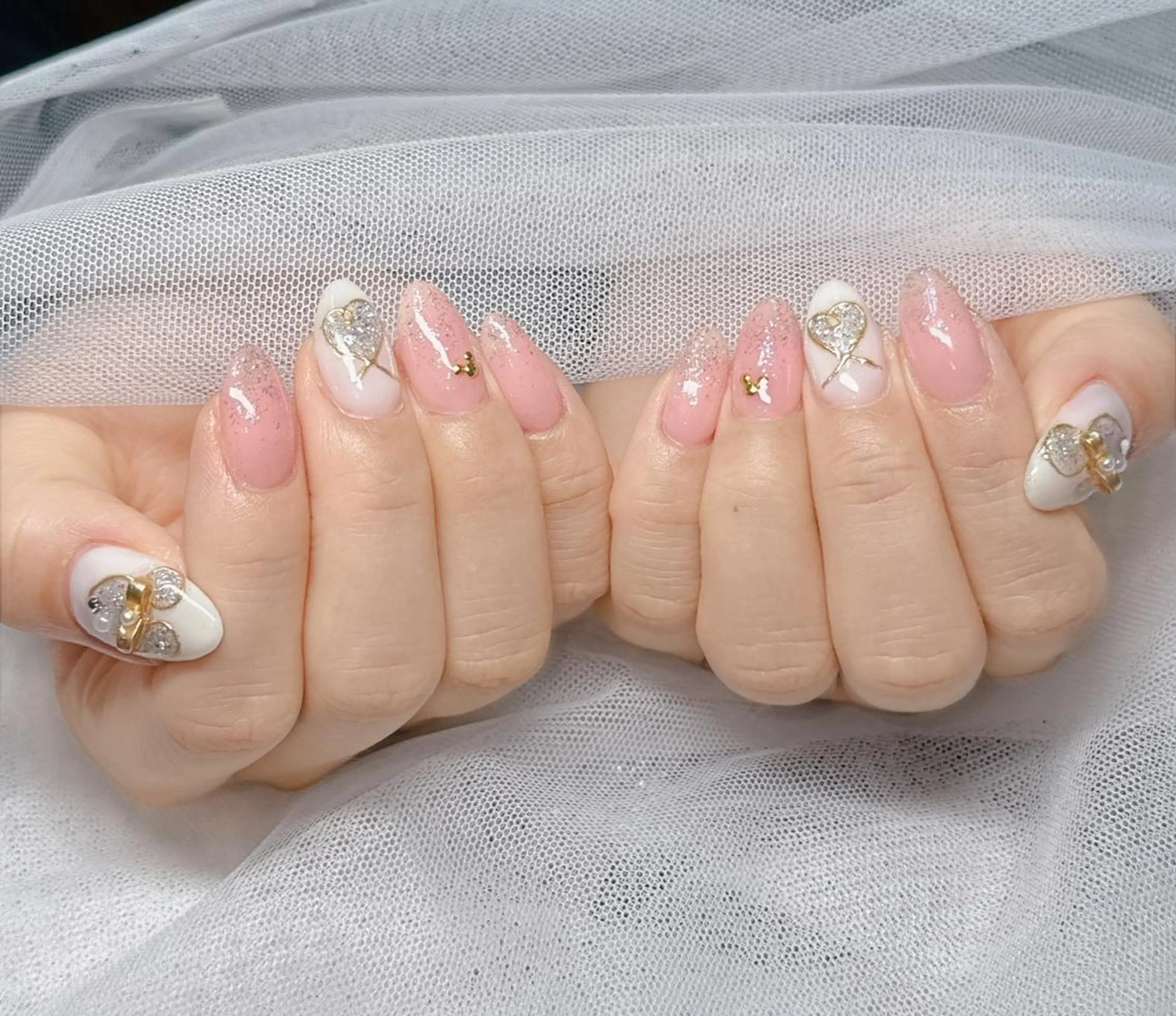 ロング カラー ベージュカラー グラデーションカラー ピンクカラー 韓国風ヘア ハンドネイル yuna ユナのネイルデザイン