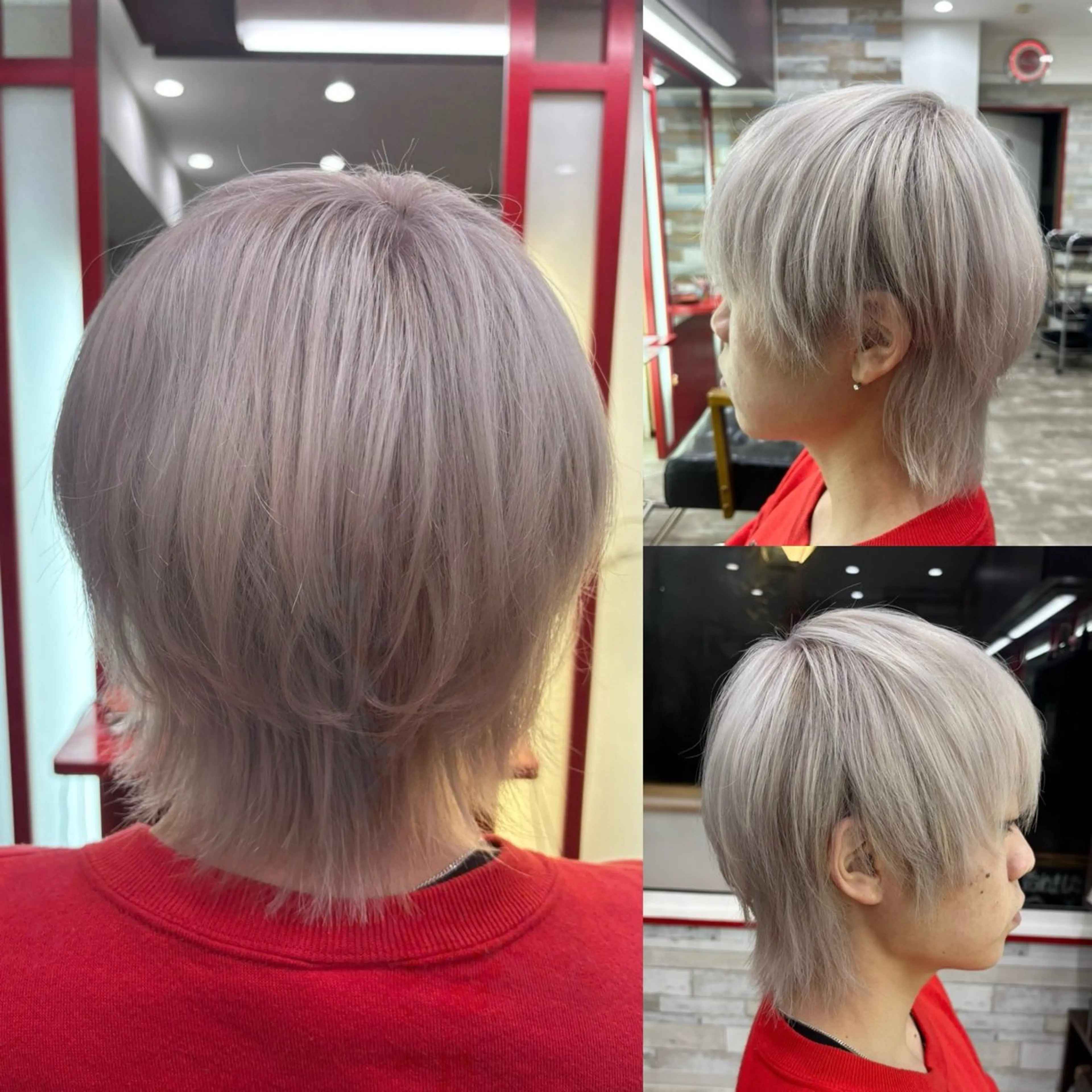 ミディアム カラー メンズ メンズブリーチ ブリーチ 看板犬がお出迎え◎ 初めてでも安心◎のヘアスタイル