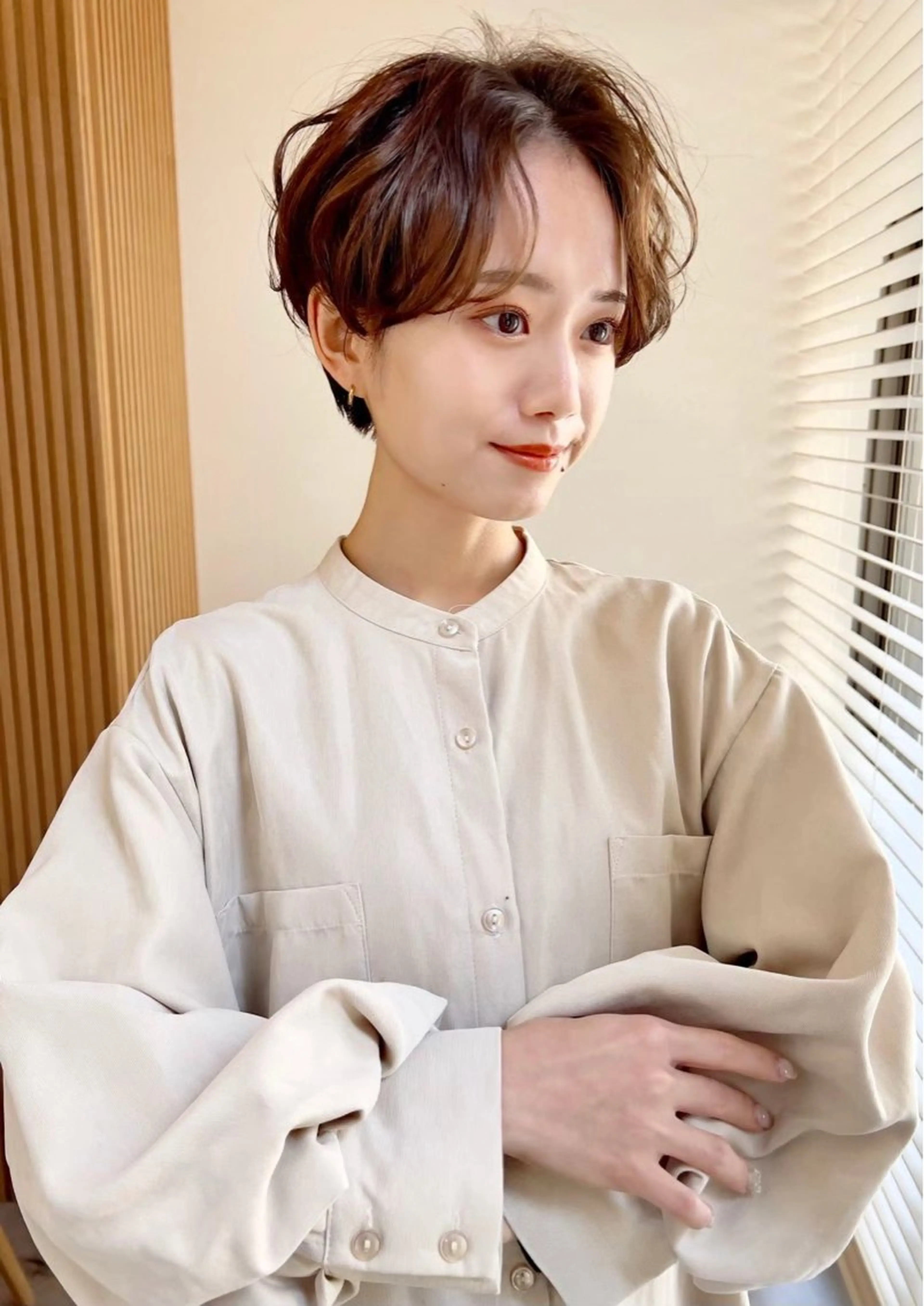 ショート パーマ レイヤー/暖色カラー /パーマ/落合 歩夢のヘアスタイル