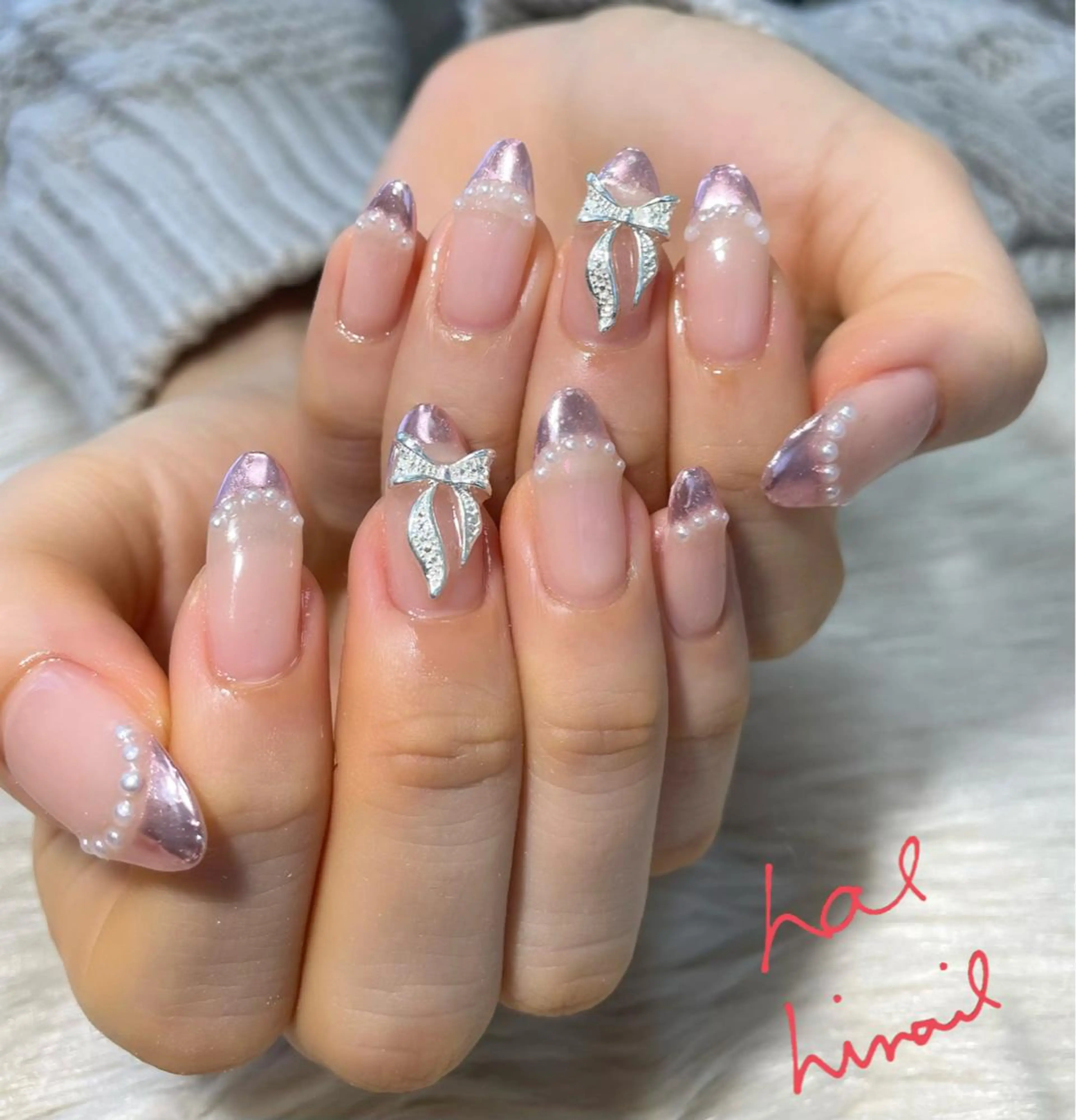 ネイル フレンチネイル ミラーネイル はるひな ねいるのネイルデザイン