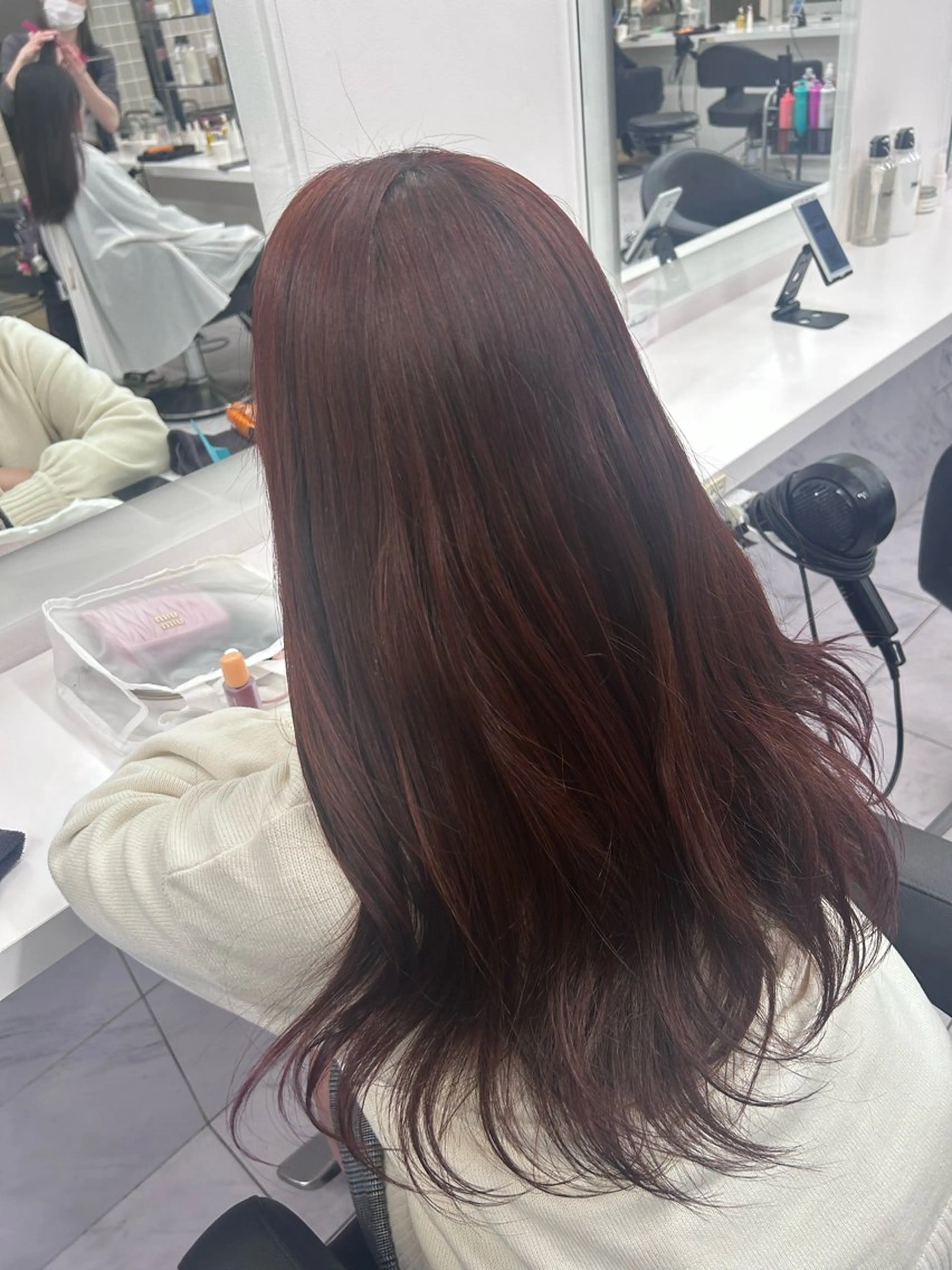 ロング カラー パーマ ヘアアレンジ メンズ キッズ ヘアカラー トリートメント ヘアセット ブリーチなしカラー/ ブラウン/レイヤーのヘアスタイル