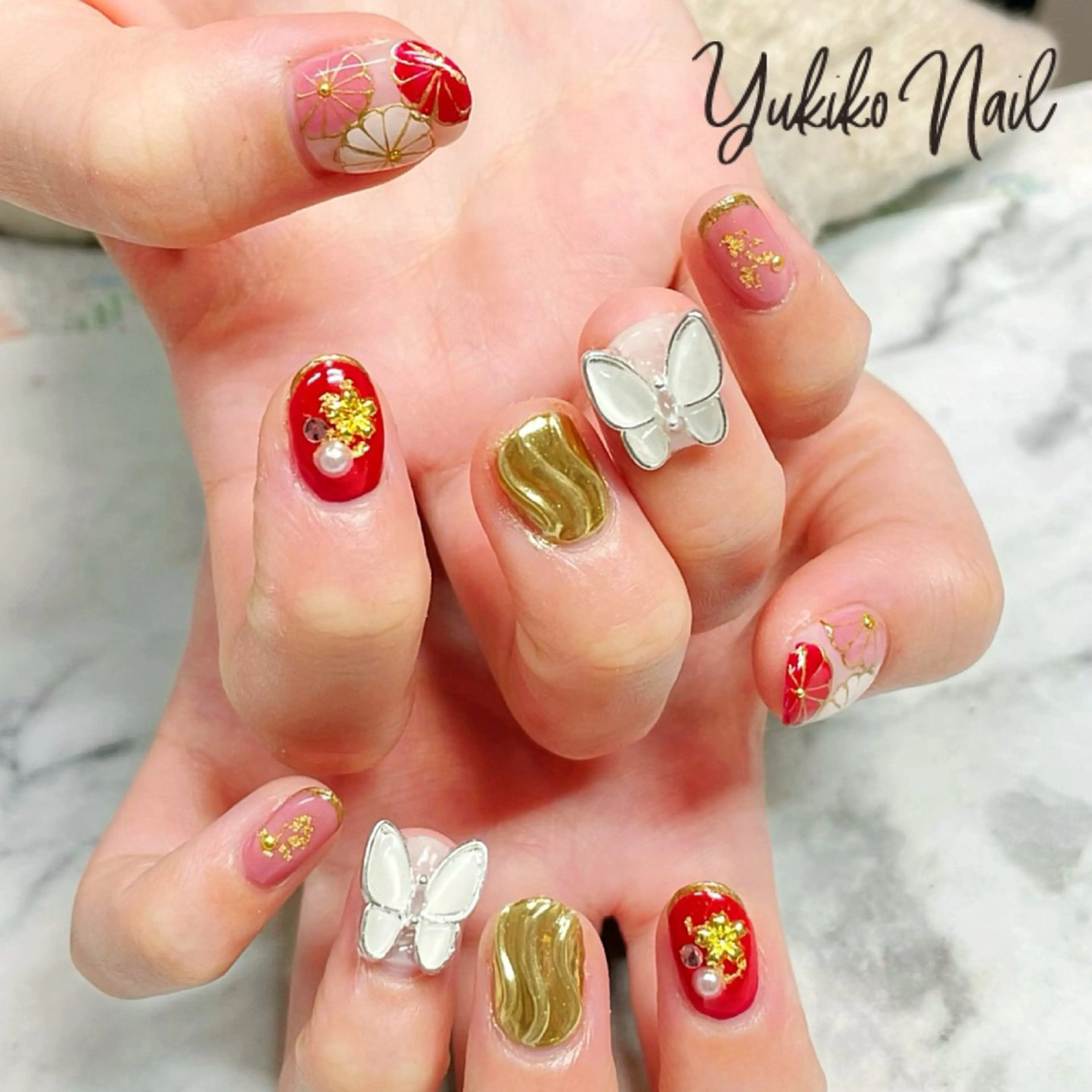 ネイル 成人式 ハンドネイル ユキコ ネイルのネイルデザイン