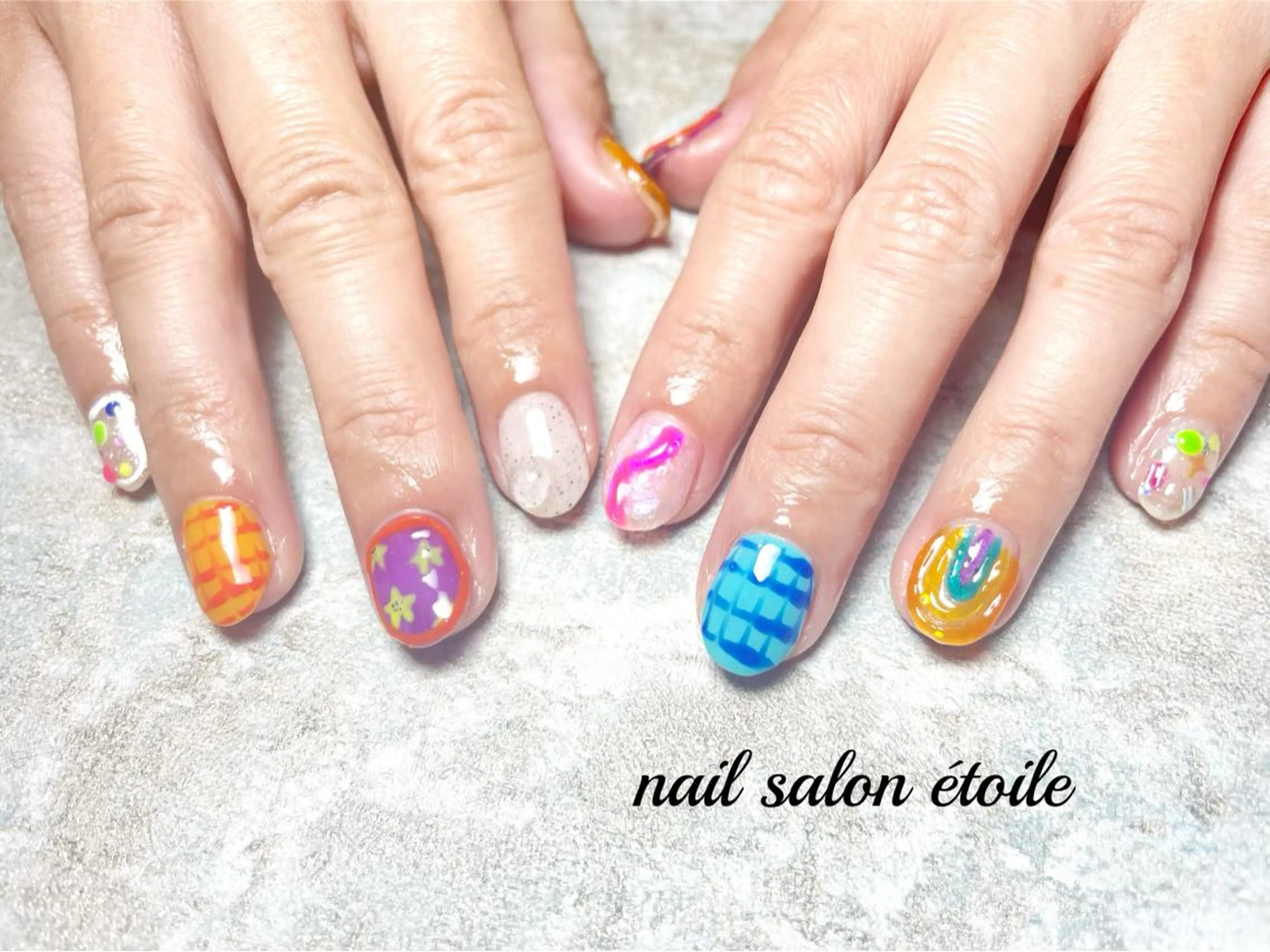 ネイル アートネイル ジェルネイル ピーコックネイル ハンドネイル nail salon étoileのネイルデザイン