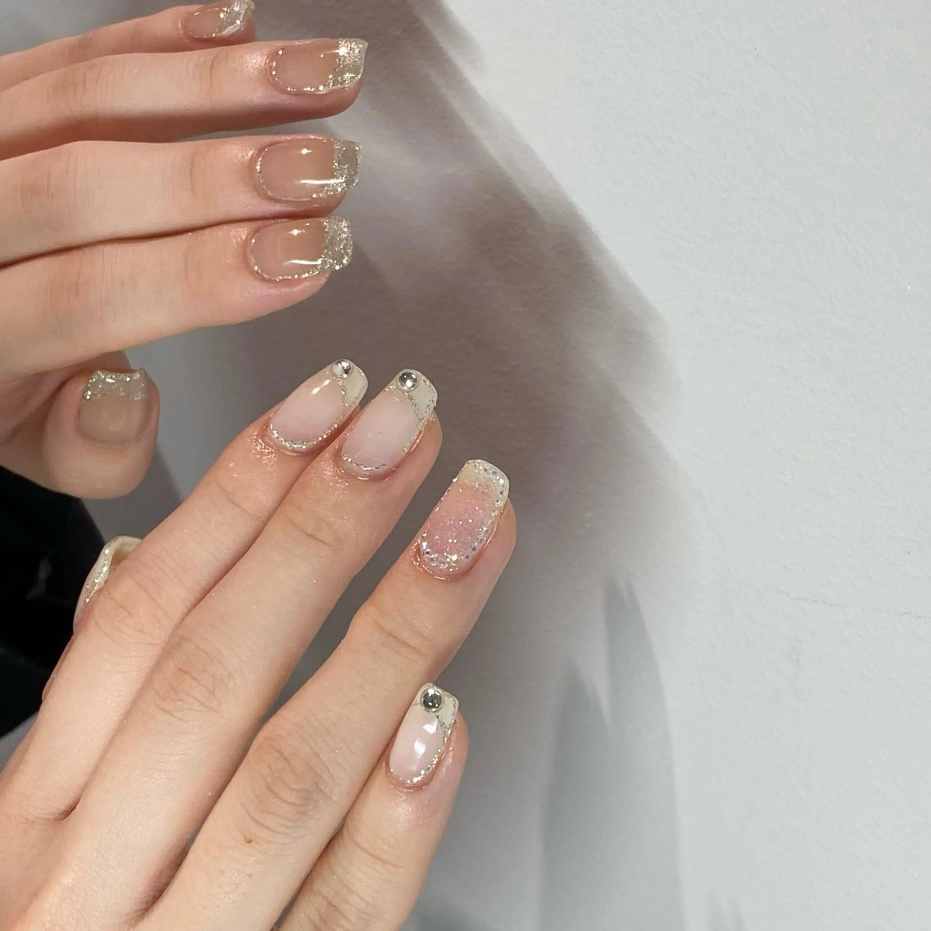 ネイル フレンチネイル ラメ(グリッター) マグネットネイル マグネットフレンチ nail salon ayanaのネイルデザイン