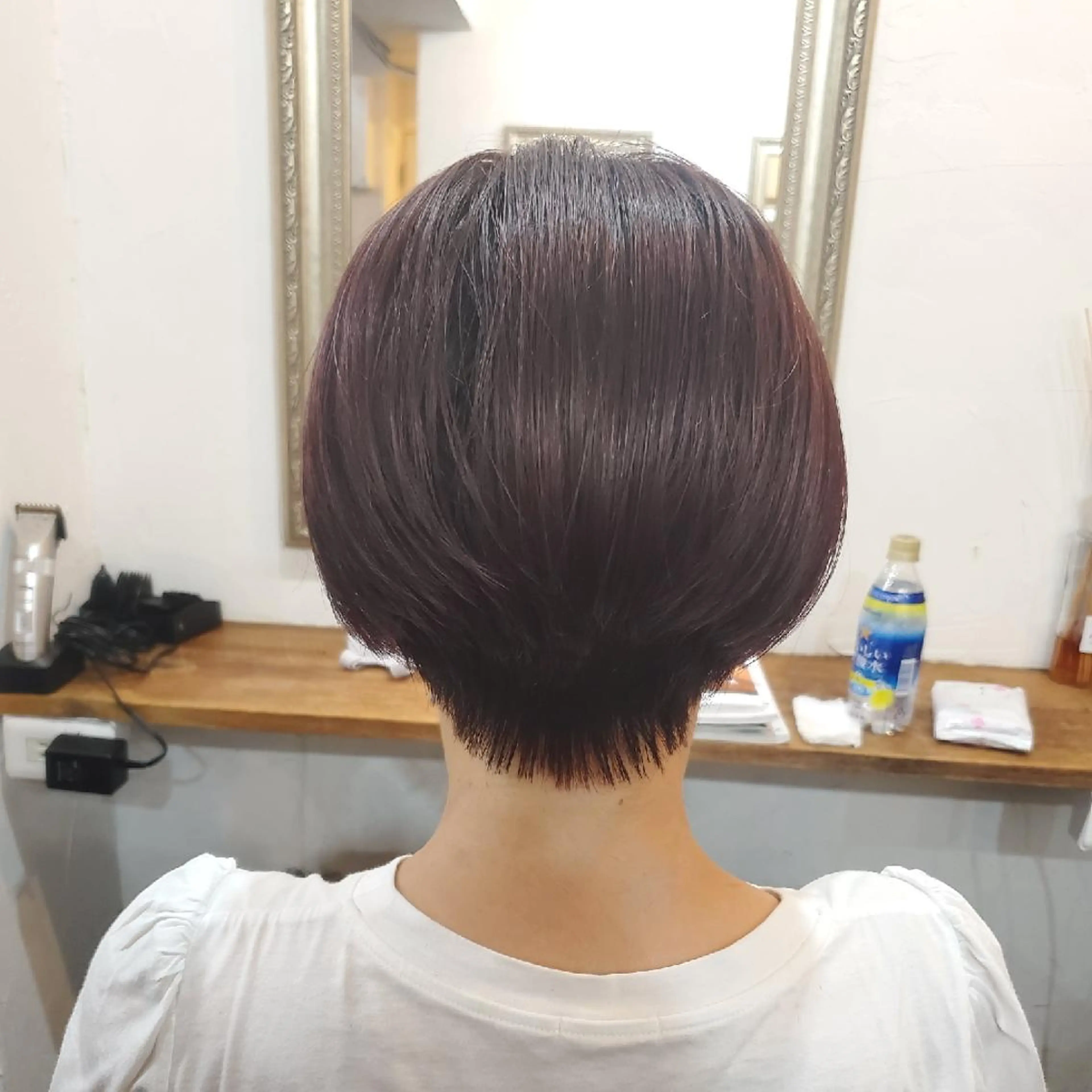 カラー ショート カット ヘアカラー トリートメント 韓国レイヤー柔らかい 地毛風縮毛矯正／マツのヘアスタイル