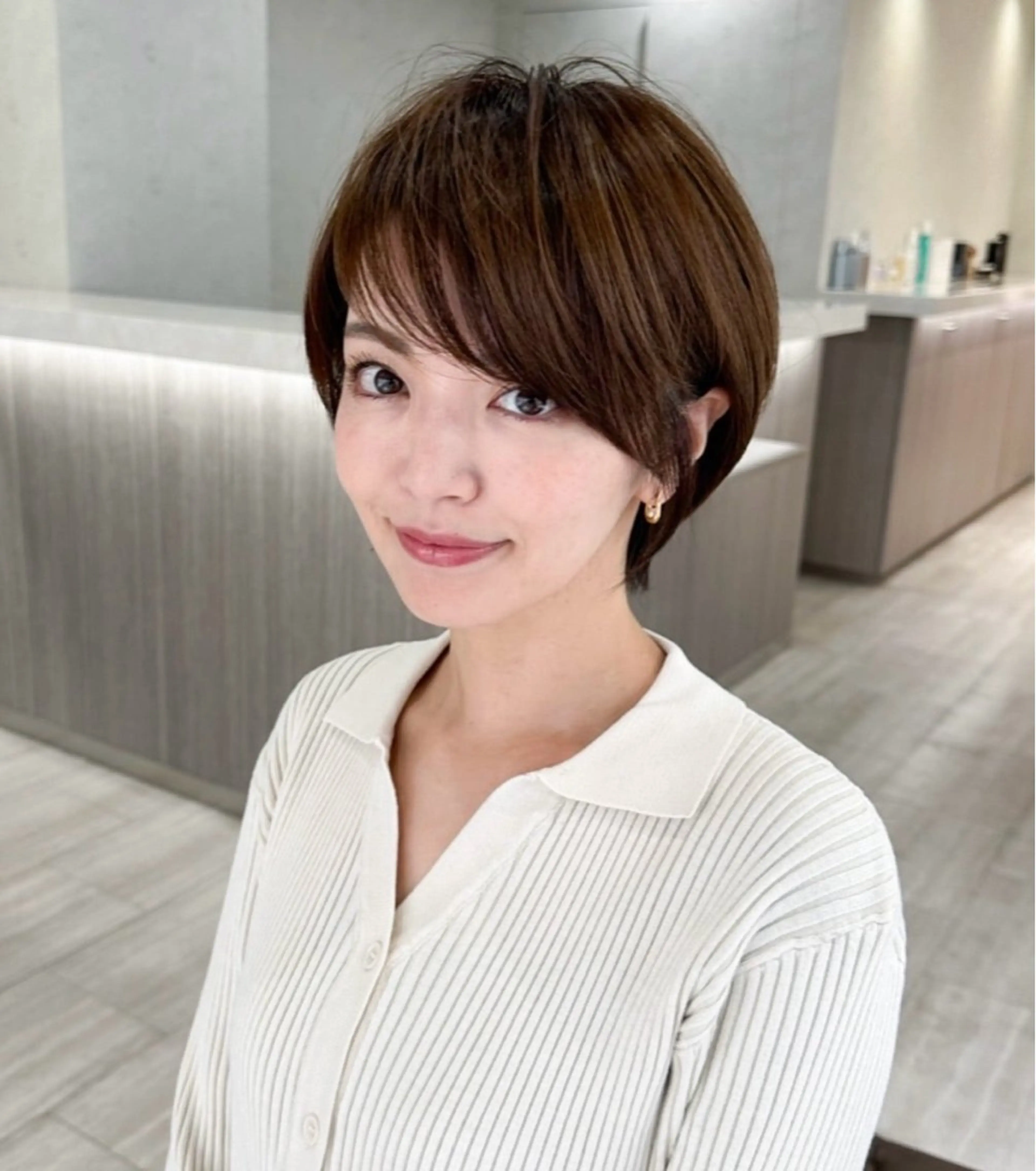 ショート ハンサムショート 丸みショート くびれヘア ショートヘア 白髪率別白髪ぼかし /なおき/表参道のヘアスタイル