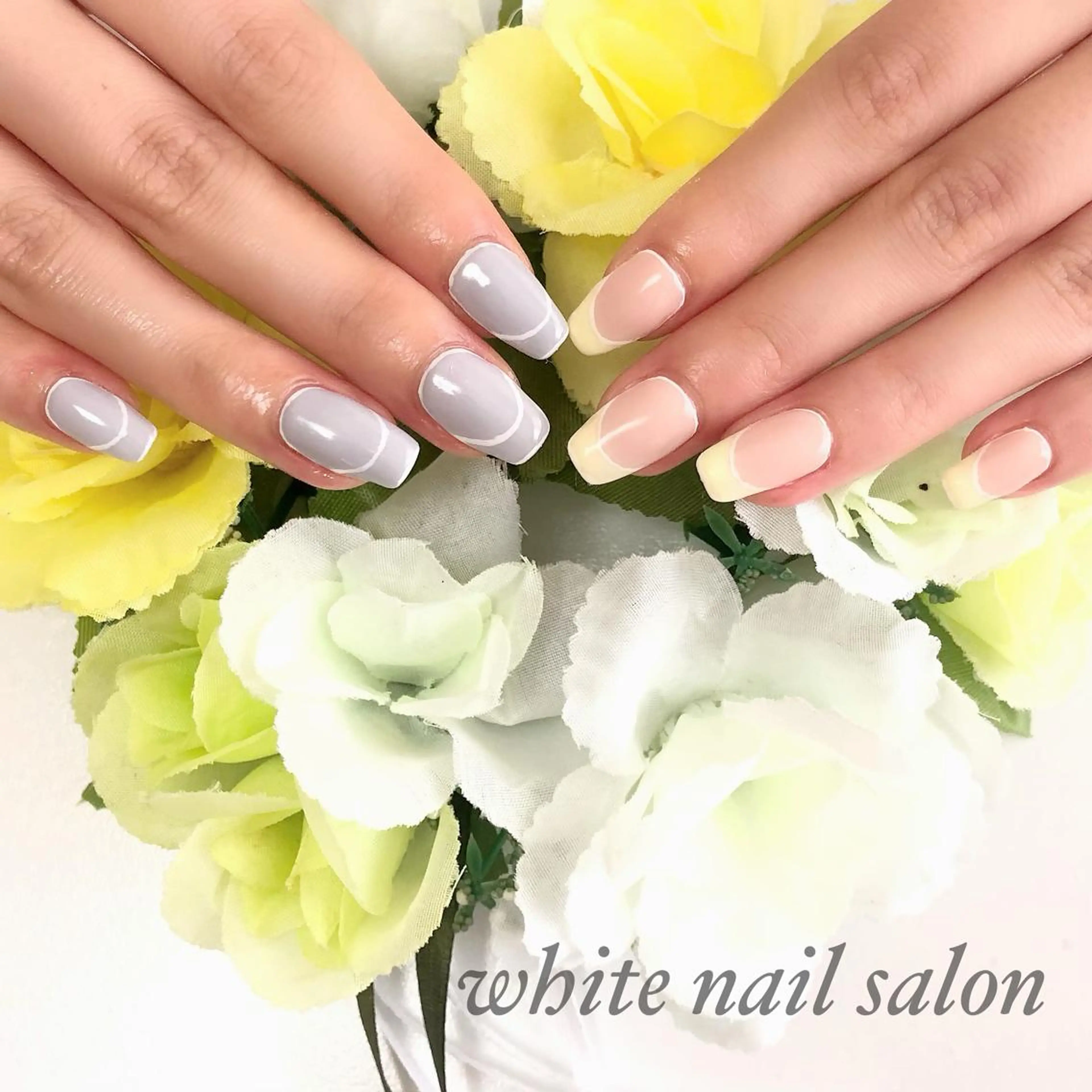 ネイル アートネイル フレンチネイル ジェルネイル ハードジェル 持ち込み ハンドネイル white nail salonのネイルデザイン