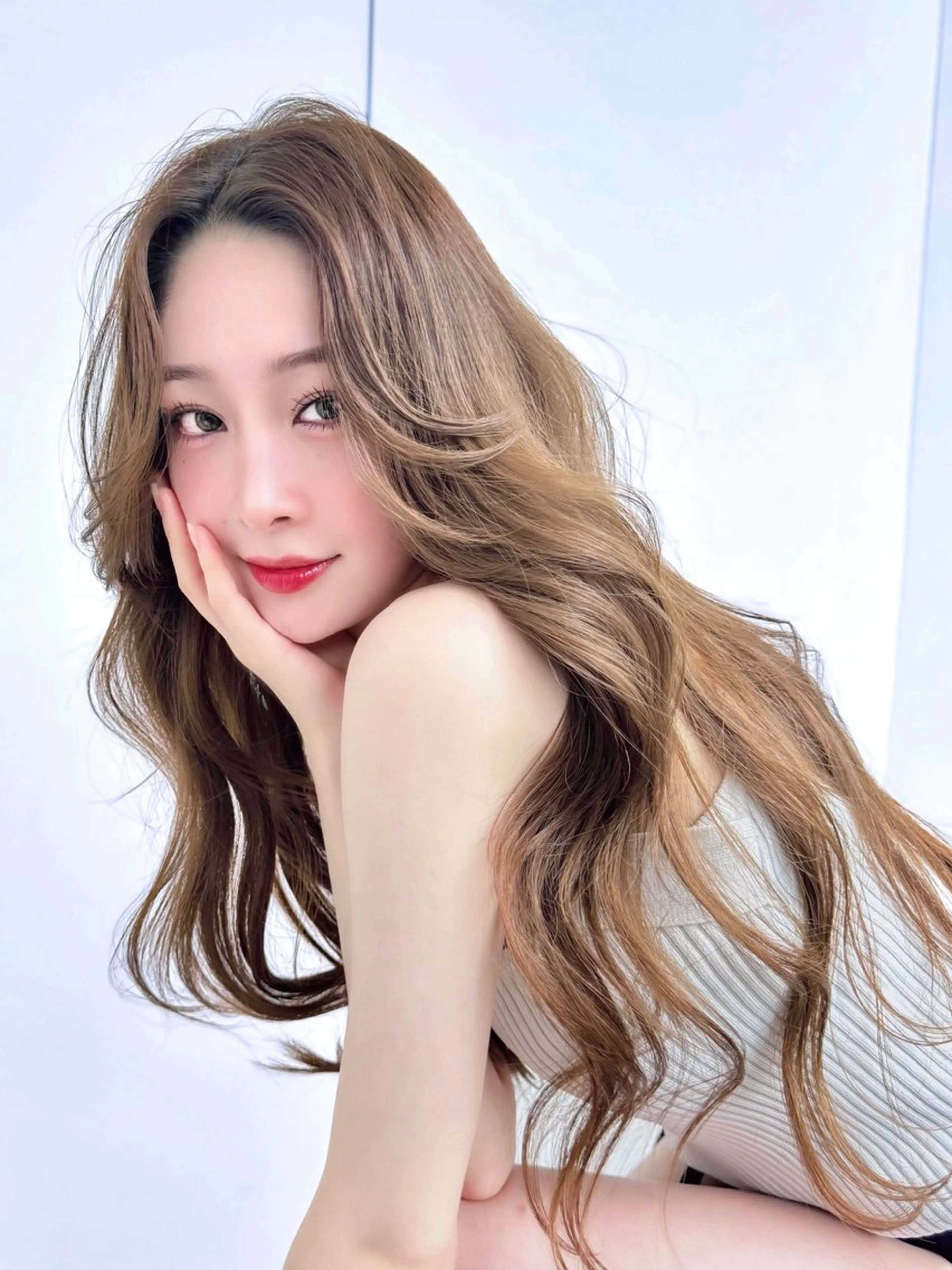 ロング カラー 韓国ヘア♡ 顔まわりカットayaのヘアスタイル