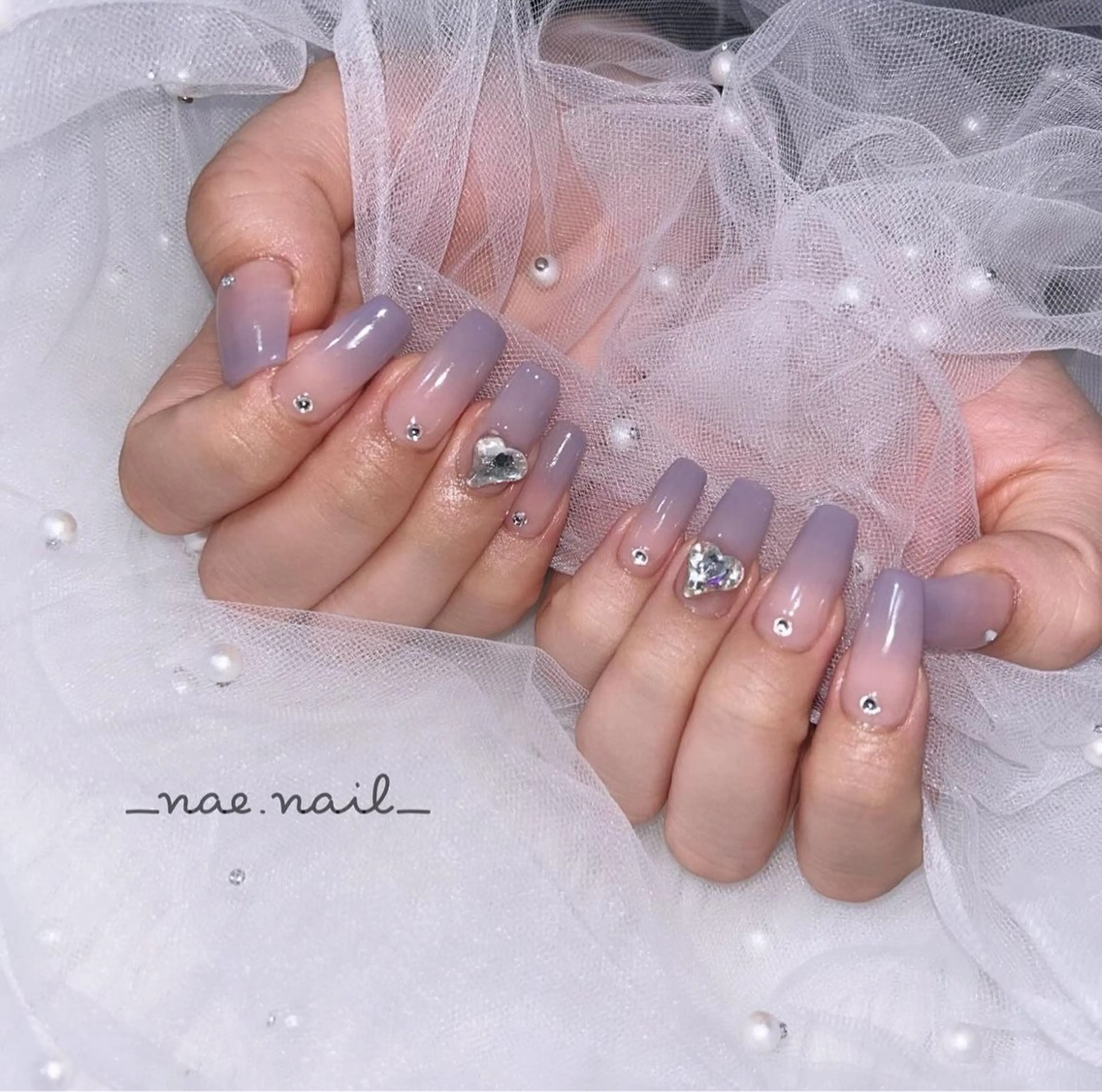 ネイル ハート 韓国ネイル 春ネイル 夏ネイル ワンホンネイル élu by Noriko 前原のネイルデザイン