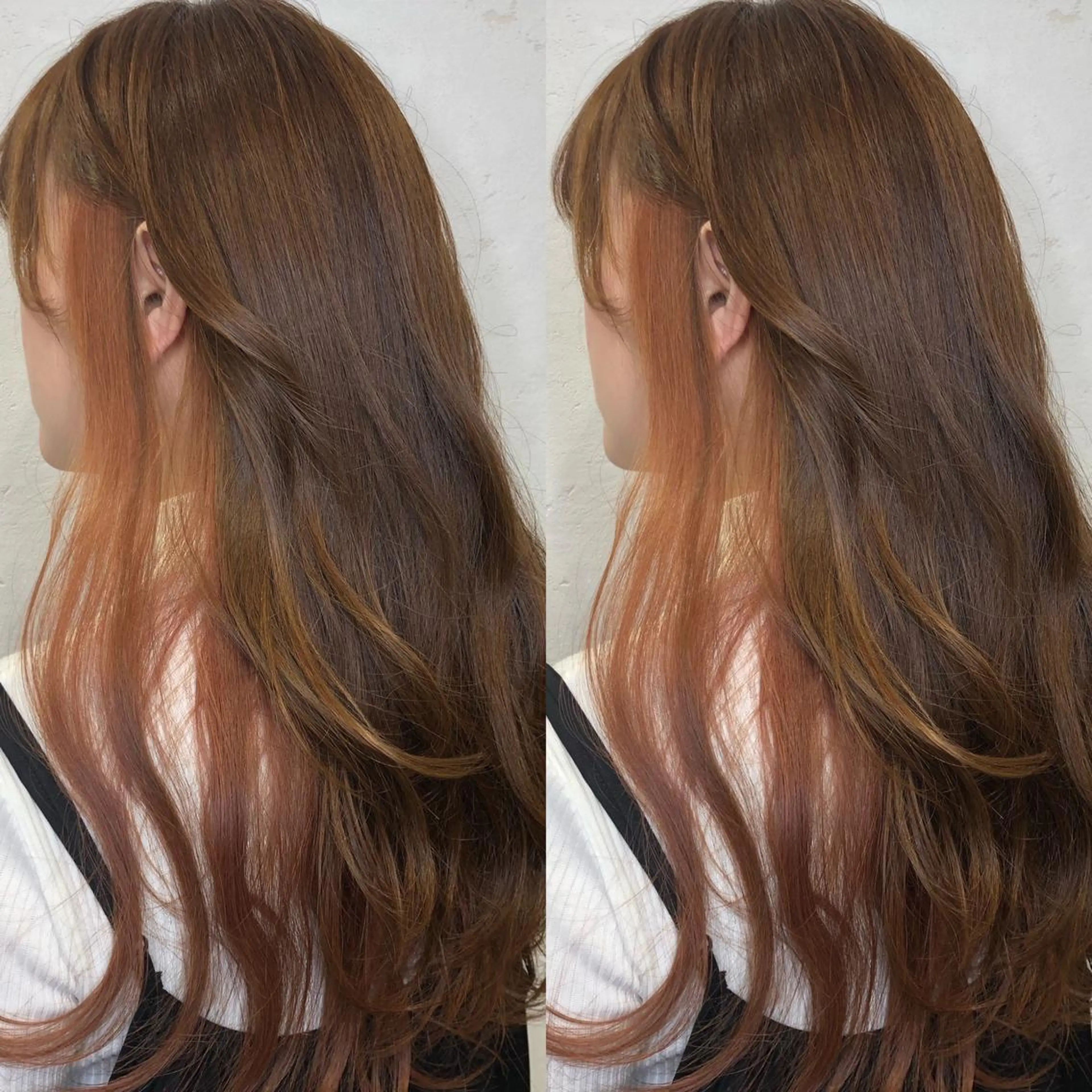 ロング カラー ブリーチ インナーカラー ピンクカラー あさだ しゅうたろうのヘアスタイル