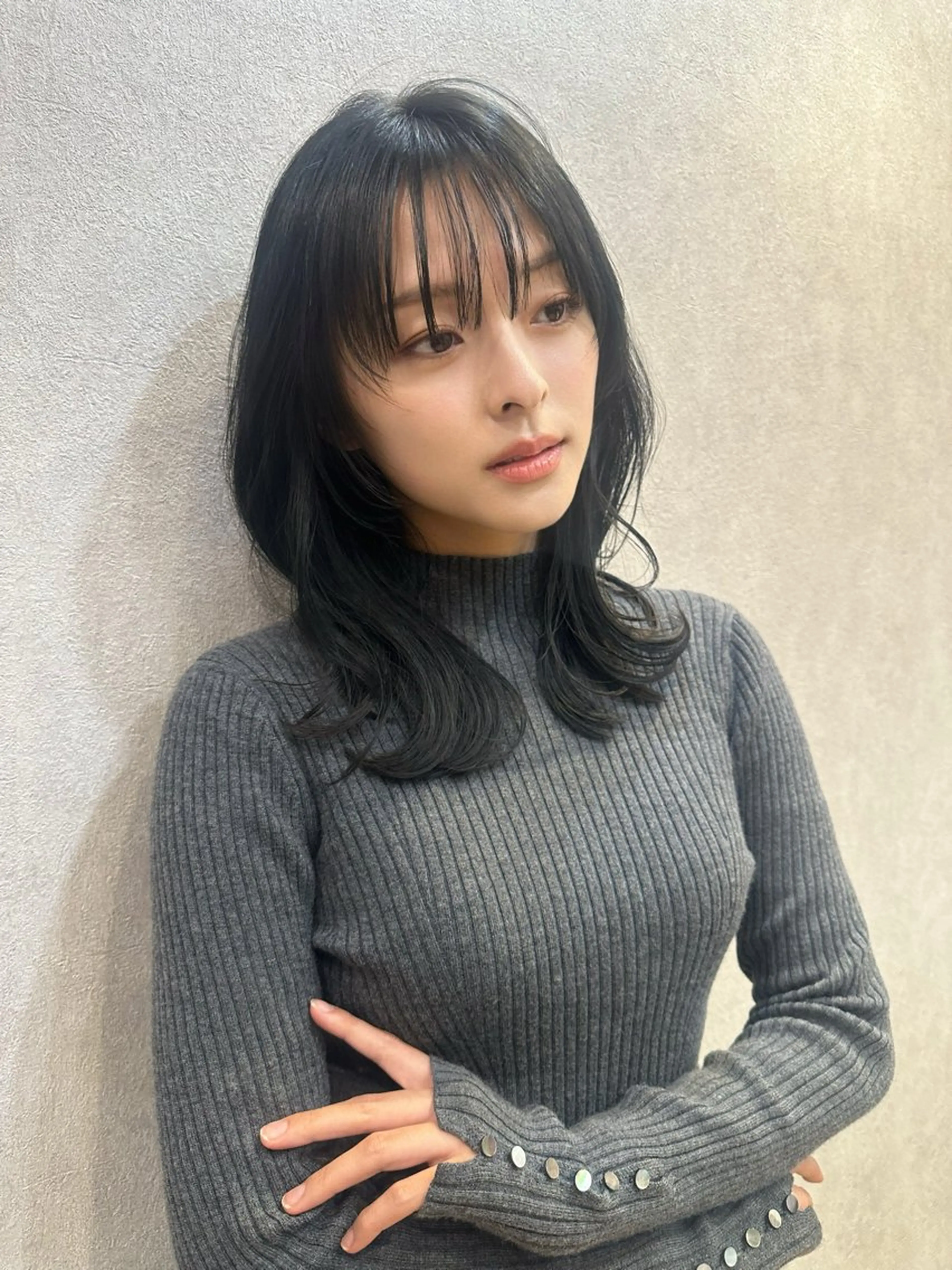 ミディアム くびれヘア 顔まわりレイヤー 顔周りカット レイヤーカット カット ヘアカラー トリートメント ヘアセット 銀座副店長/レイヤー /髪質改善/田島のヘアスタイル