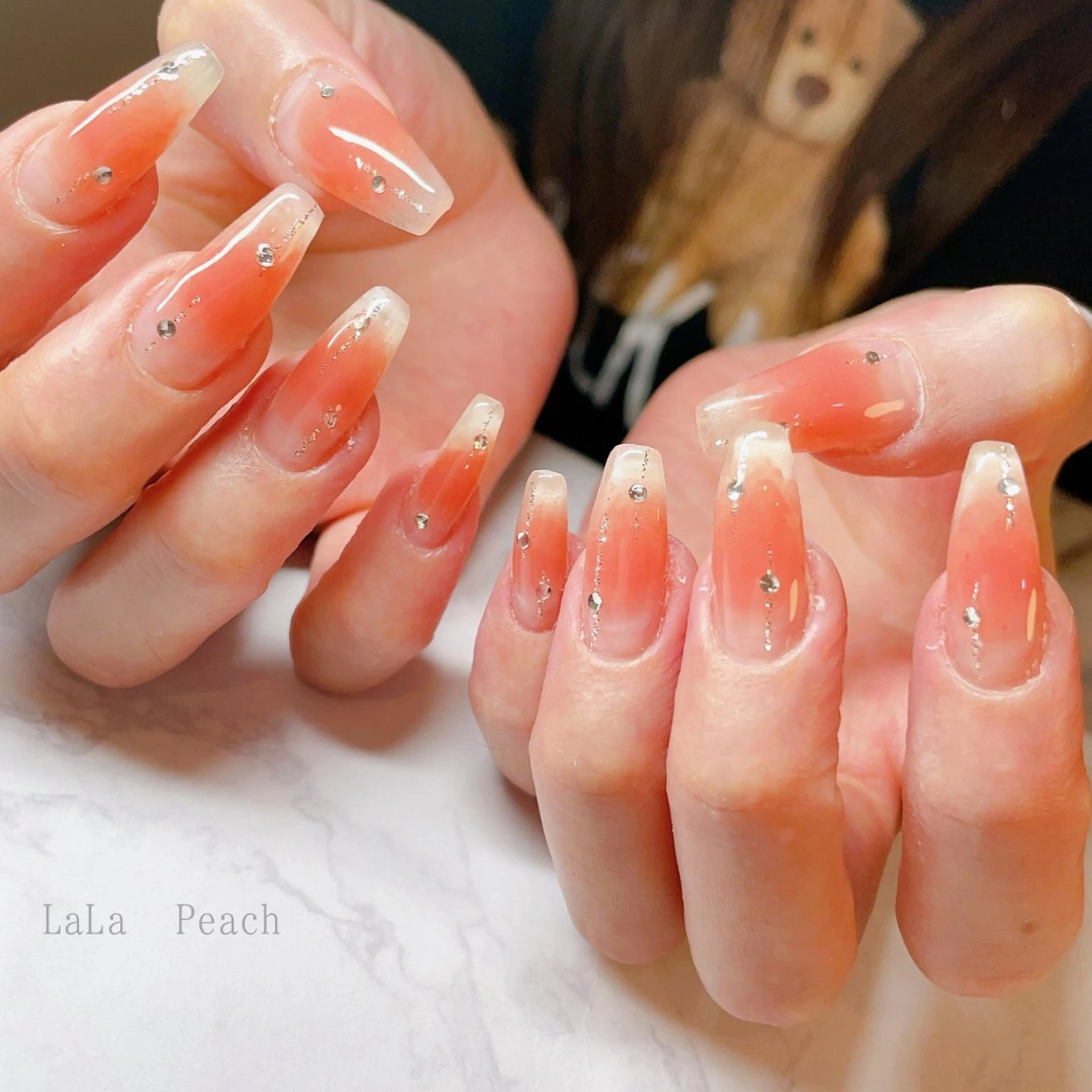 ネイル チークネイル ジェルネイル ワンホンネイル ハンドネイル LaLa Peach 福岡のマツエク・マツパデザイン