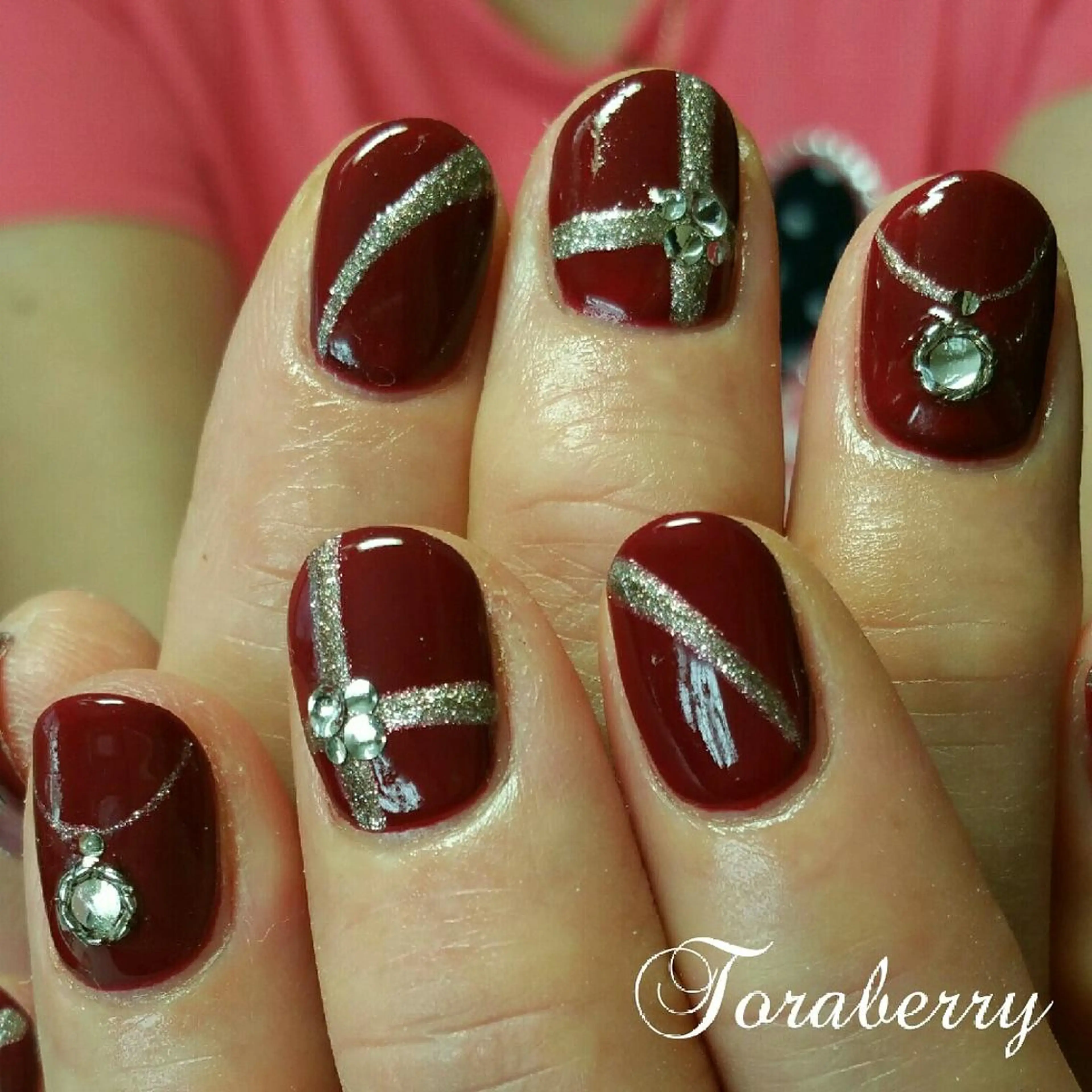 ネイル ボルドー ハンドネイル ネイリスト なつみのネイルデザイン