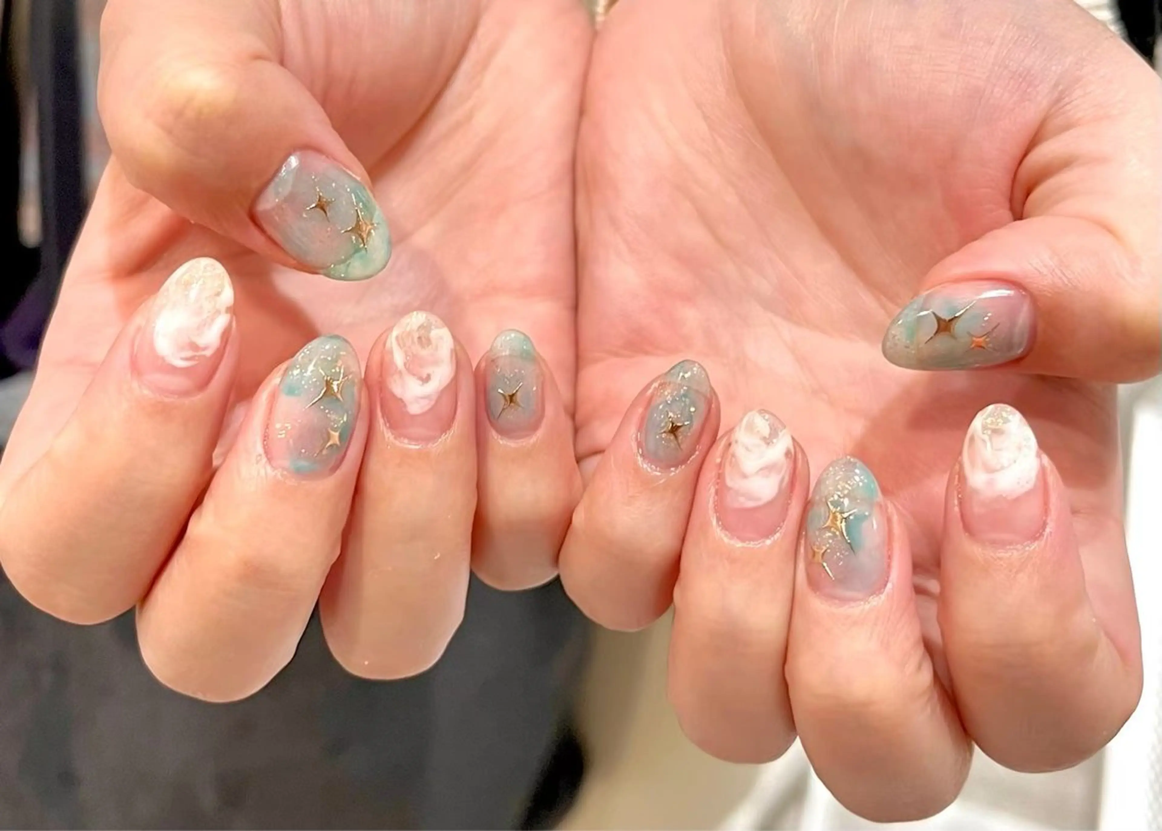 ネイル ハンドネイル 0203ムニムサン 💙Harukaのネイルデザイン