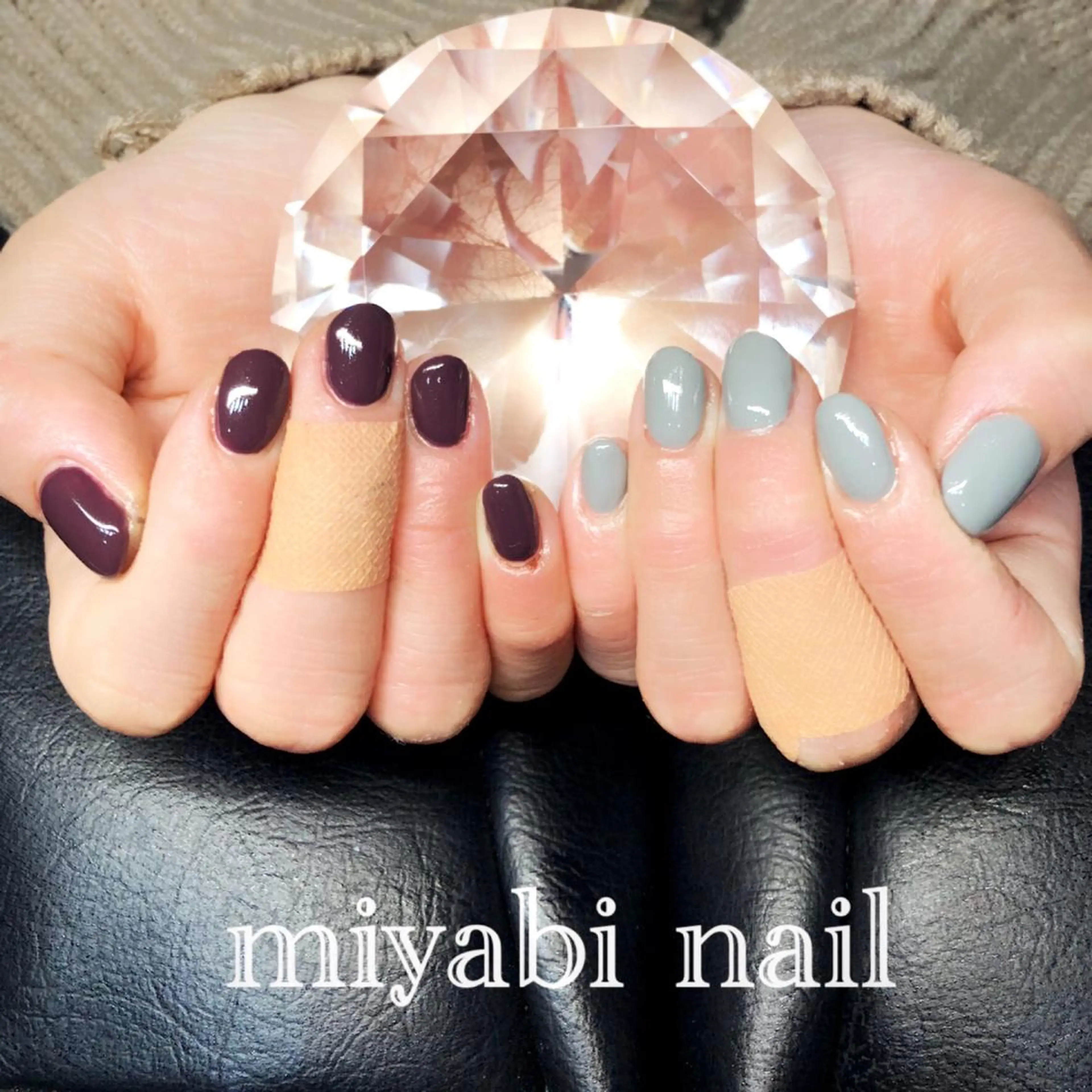 ネイル ブラウン ジェルネイル ぷっくりネイル ショートネイル シンプルネイル ハンドネイル miyabi nail 桂川駅近くのネイルデザイン