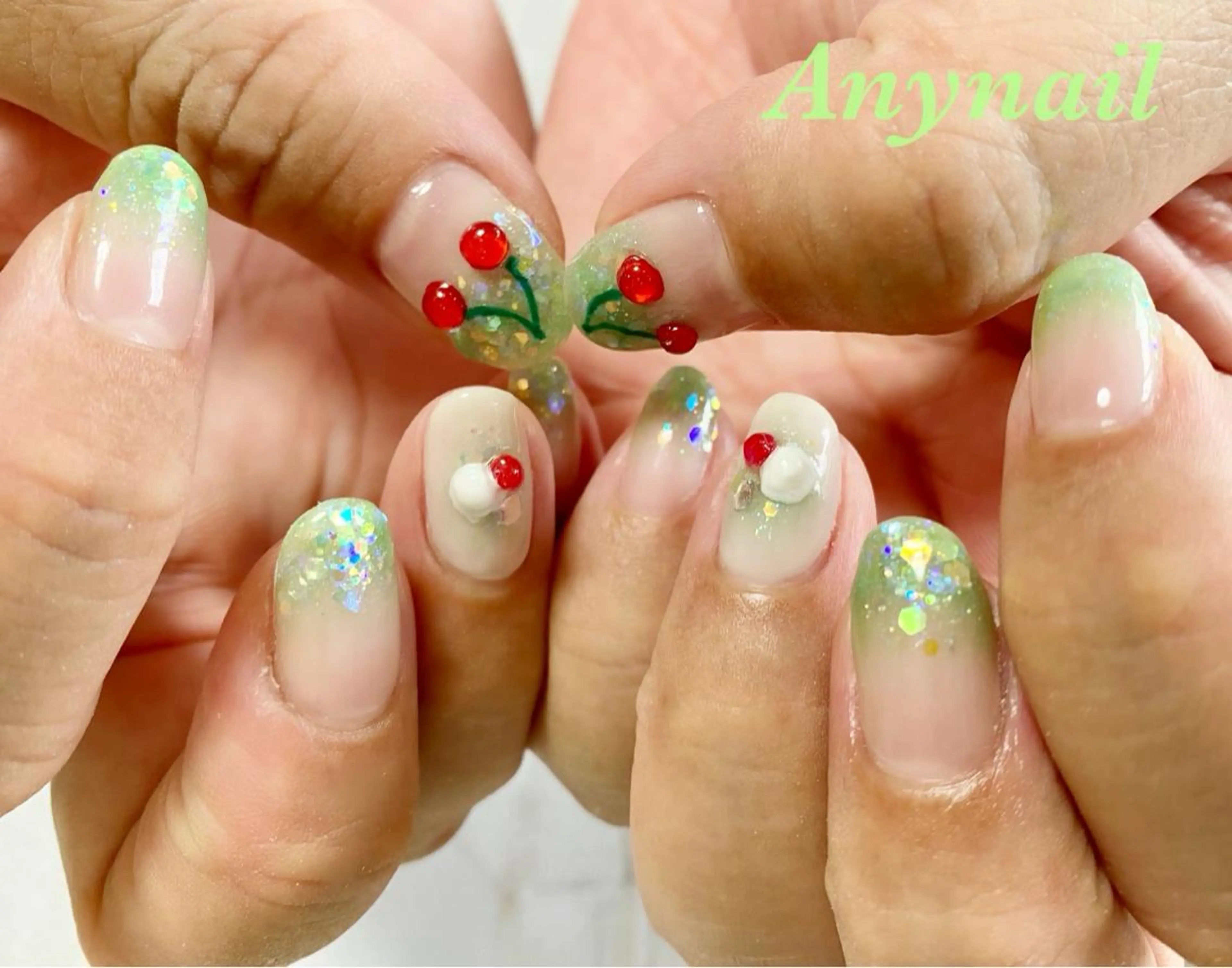 ネイル ブルー グラデーション ラメ(グリッター) ラメグラデーション 岩澤 恵子のネイルデザイン