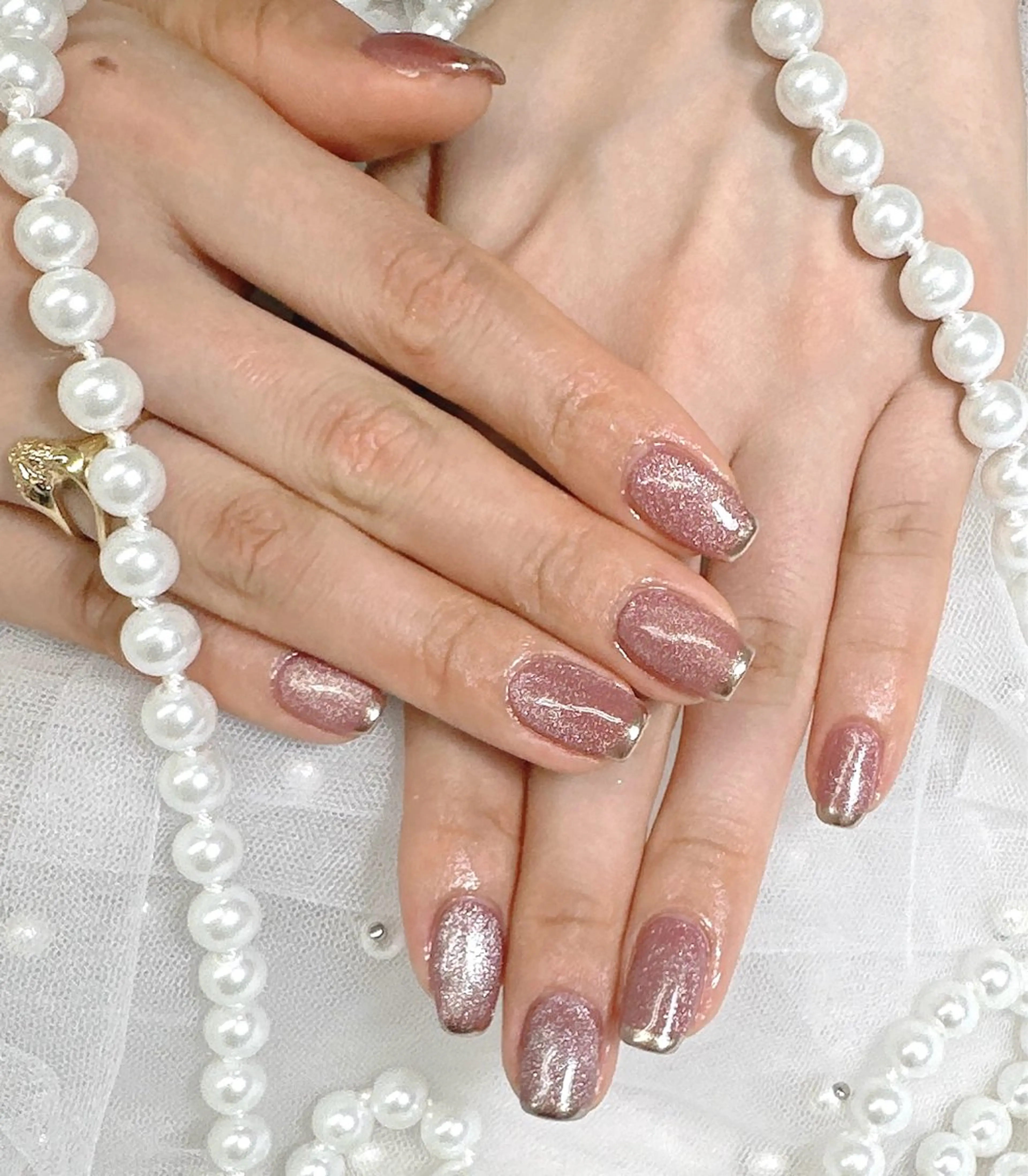 ネイル フレンチネイル マグネットネイル ミラーネイル Pretty Nail Salonのネイルデザイン