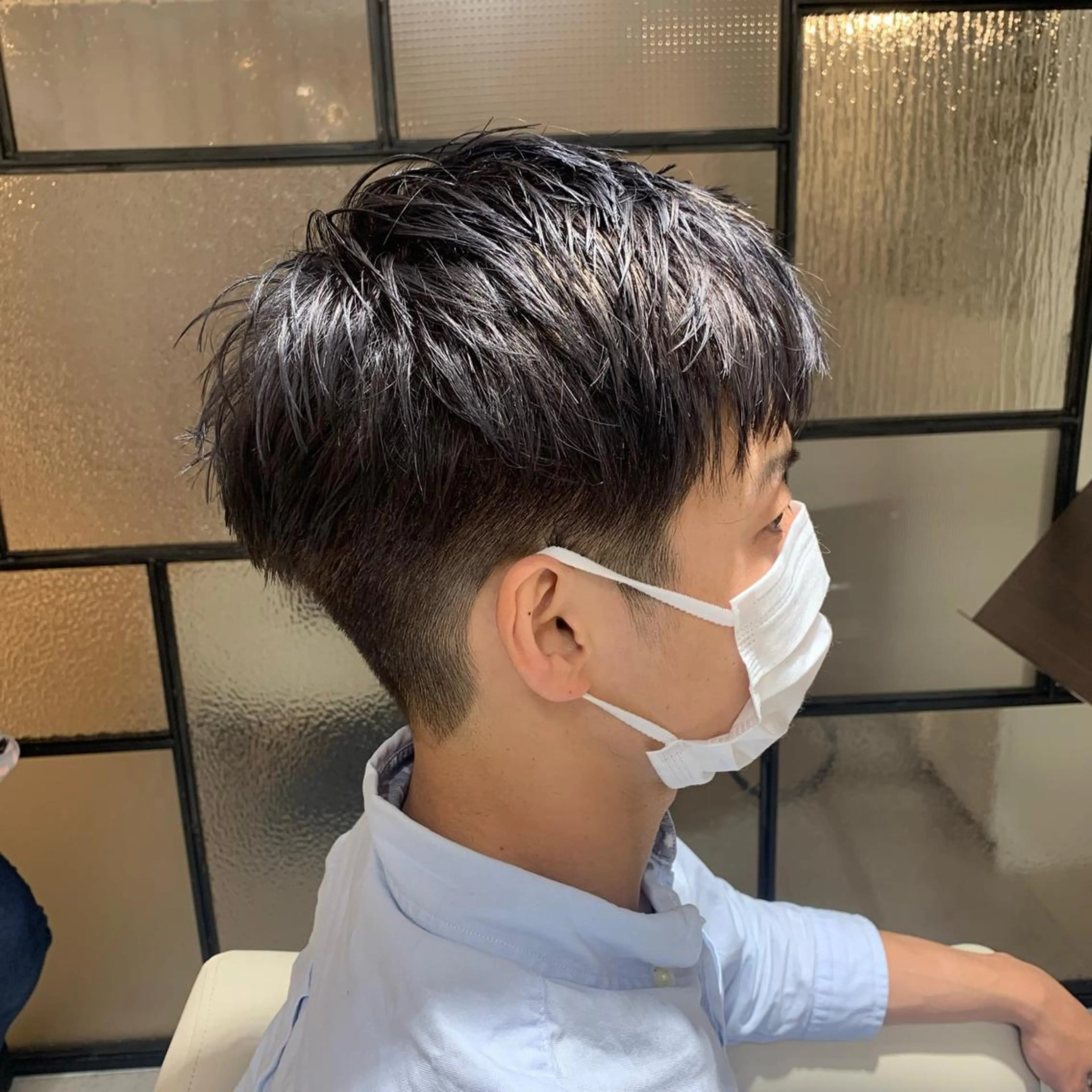 ショート カラー メンズ ダブルカラー グレージュ 福田千尋/インナー カラー/縮毛矯正のヘアスタイル