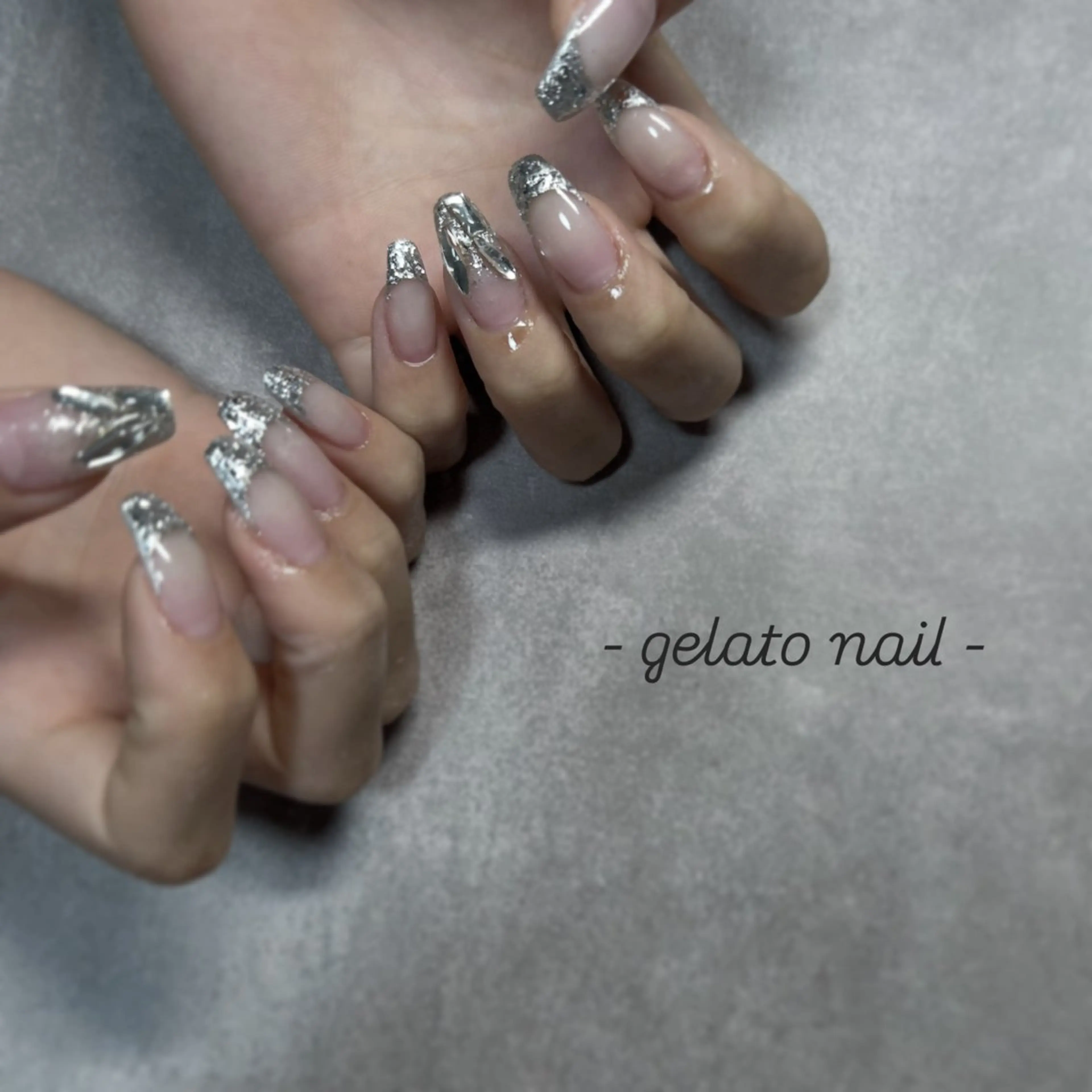 ネイル フレンチネイル ラメ(グリッター) ストーンネイル ハンドネイル 大森 日奈子のネイルデザイン