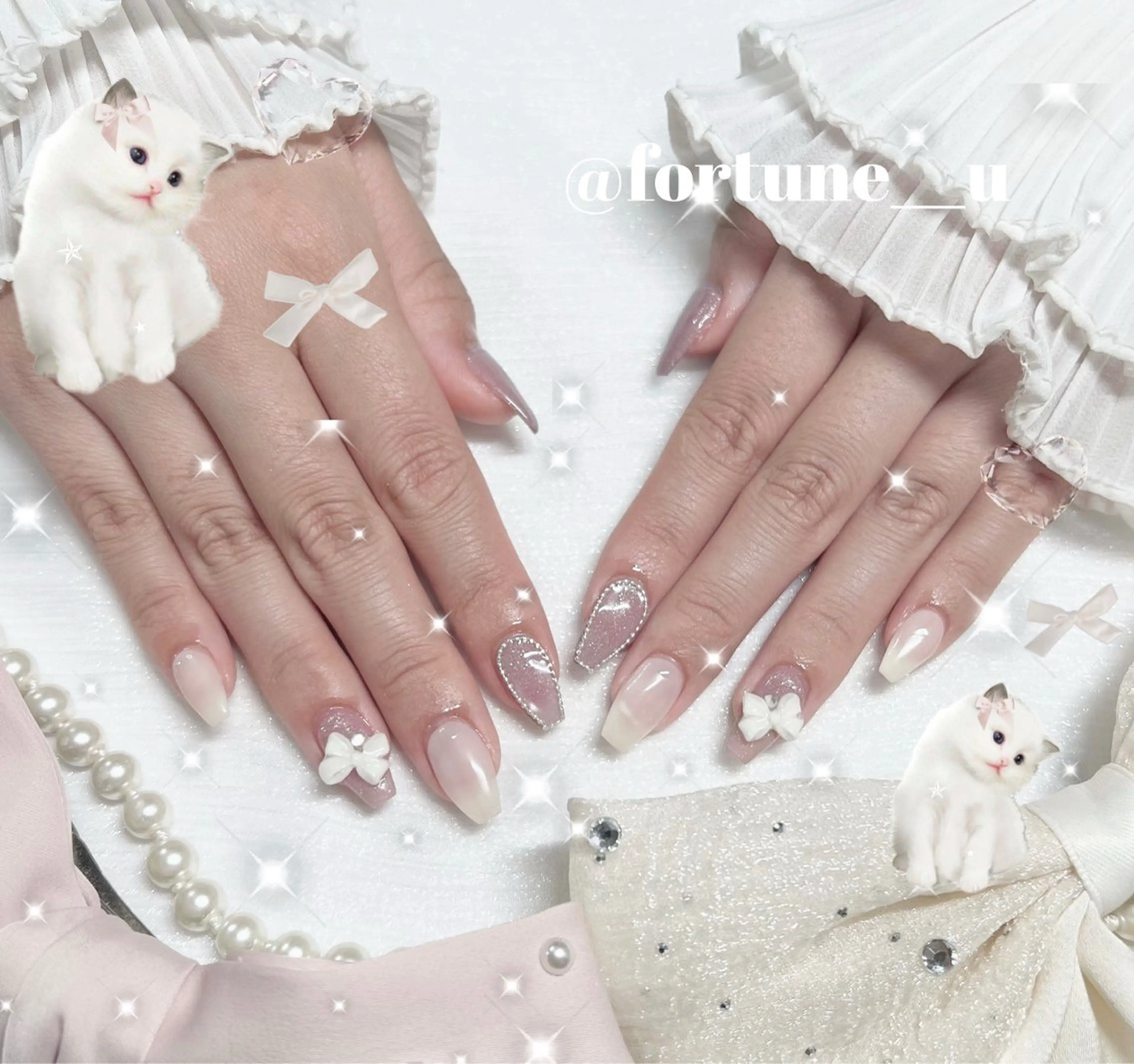 ネイル ガーリー 韓国ネイル オフィスネイル シンプルネイル ワンホンネイル ハンドネイル 💜✩.* Yuuna💜のネイルデザイン