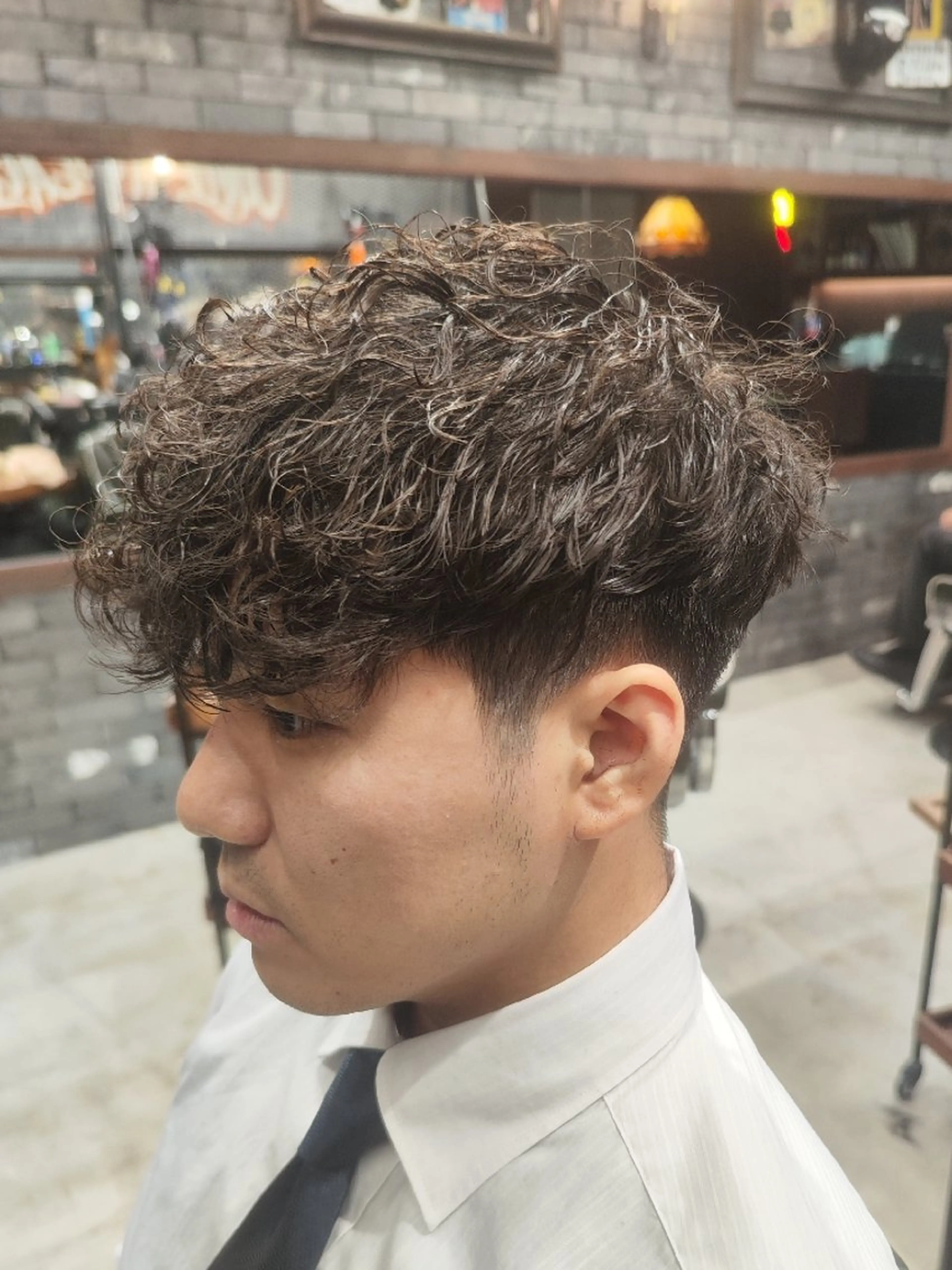 ショート メンズ パーマ スペインカール 刈り上げ FourCornersCutShop3/cent栄フェード刈り上げメンズ専門所属・フェード/パーマ☀ 安部佑希のヘアスタイル