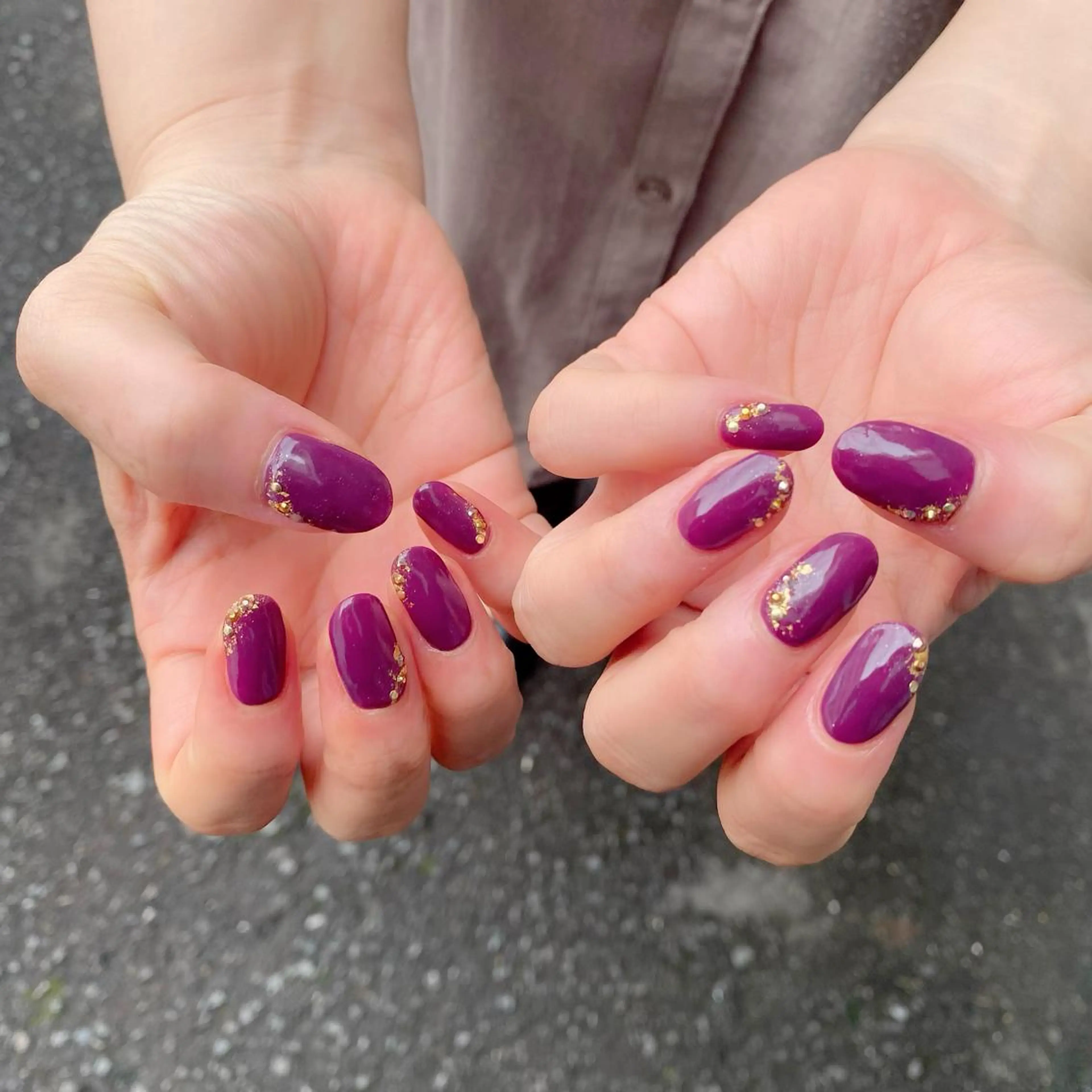 ネイル アートネイル ゴールド パープル Salon Ｋのネイルデザイン