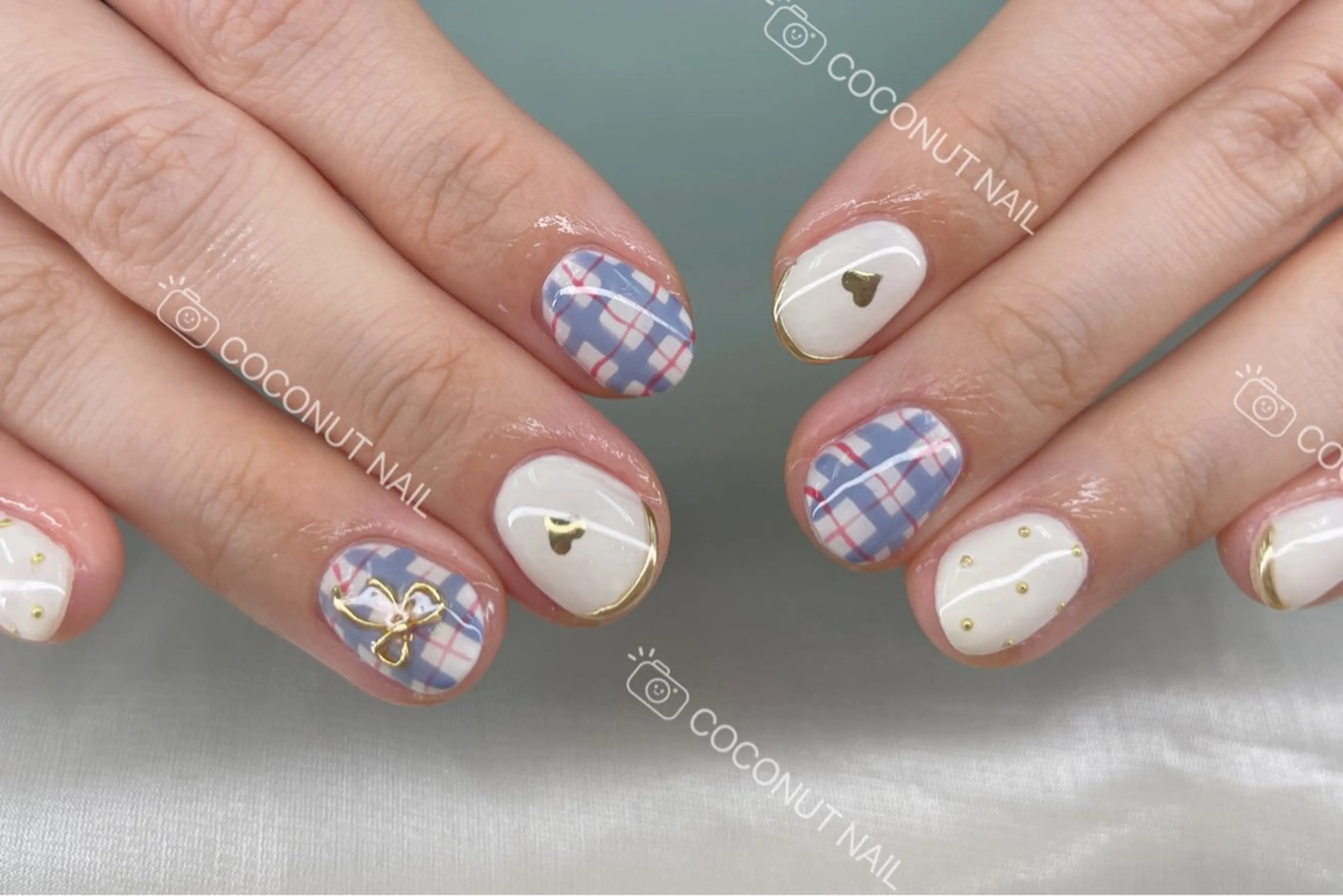 ネイル べっ甲ネイル フレンチネイル キラキラネイル マグネットネイル 大理石ネイル(マーブル) ハンドネイル 神田 ココナッツのネイルデザイン
