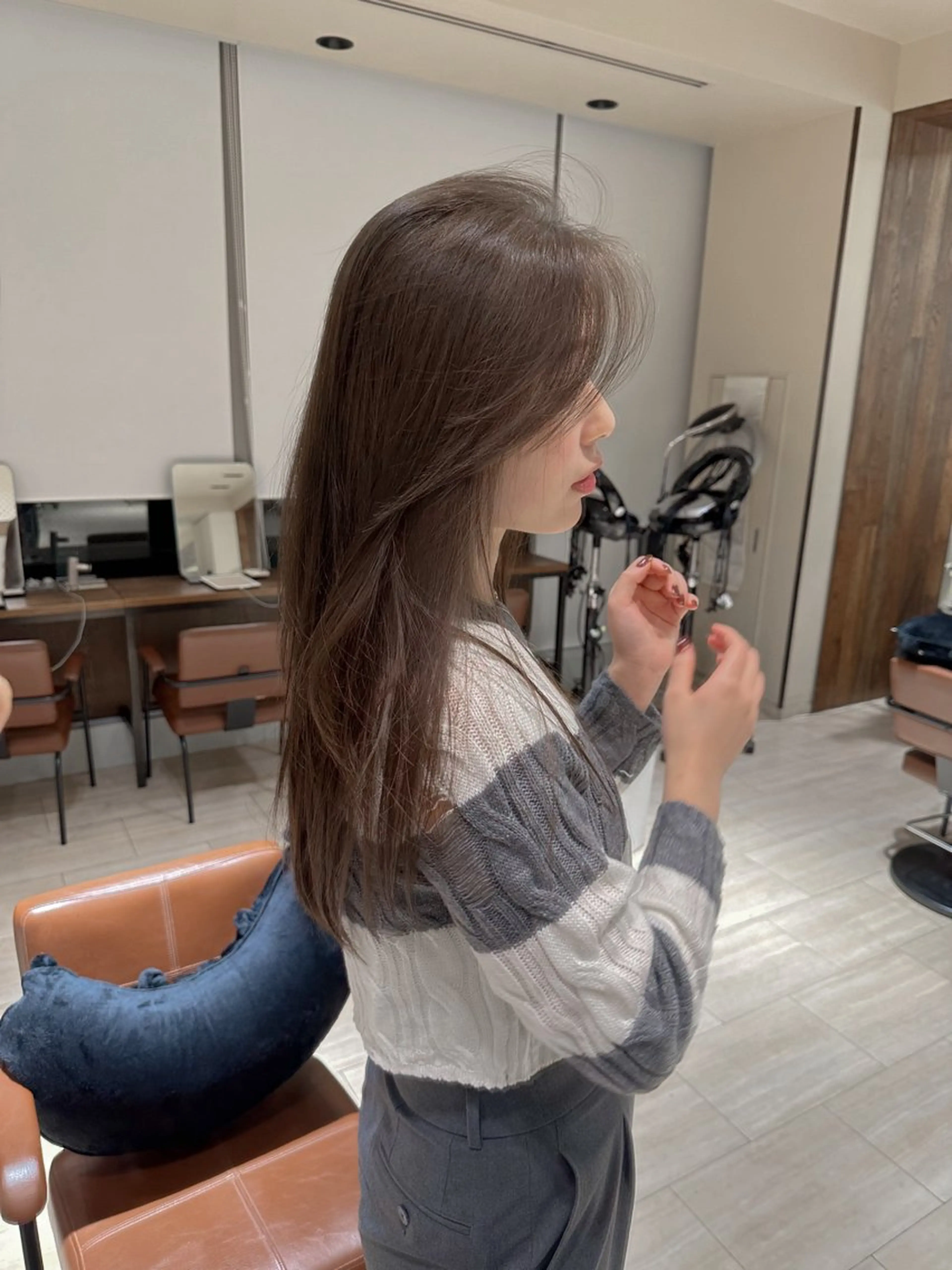 ロング カット ヘアカラー トリートメント レイヤー/顔周り カット/松岡 祥利のヘアスタイル