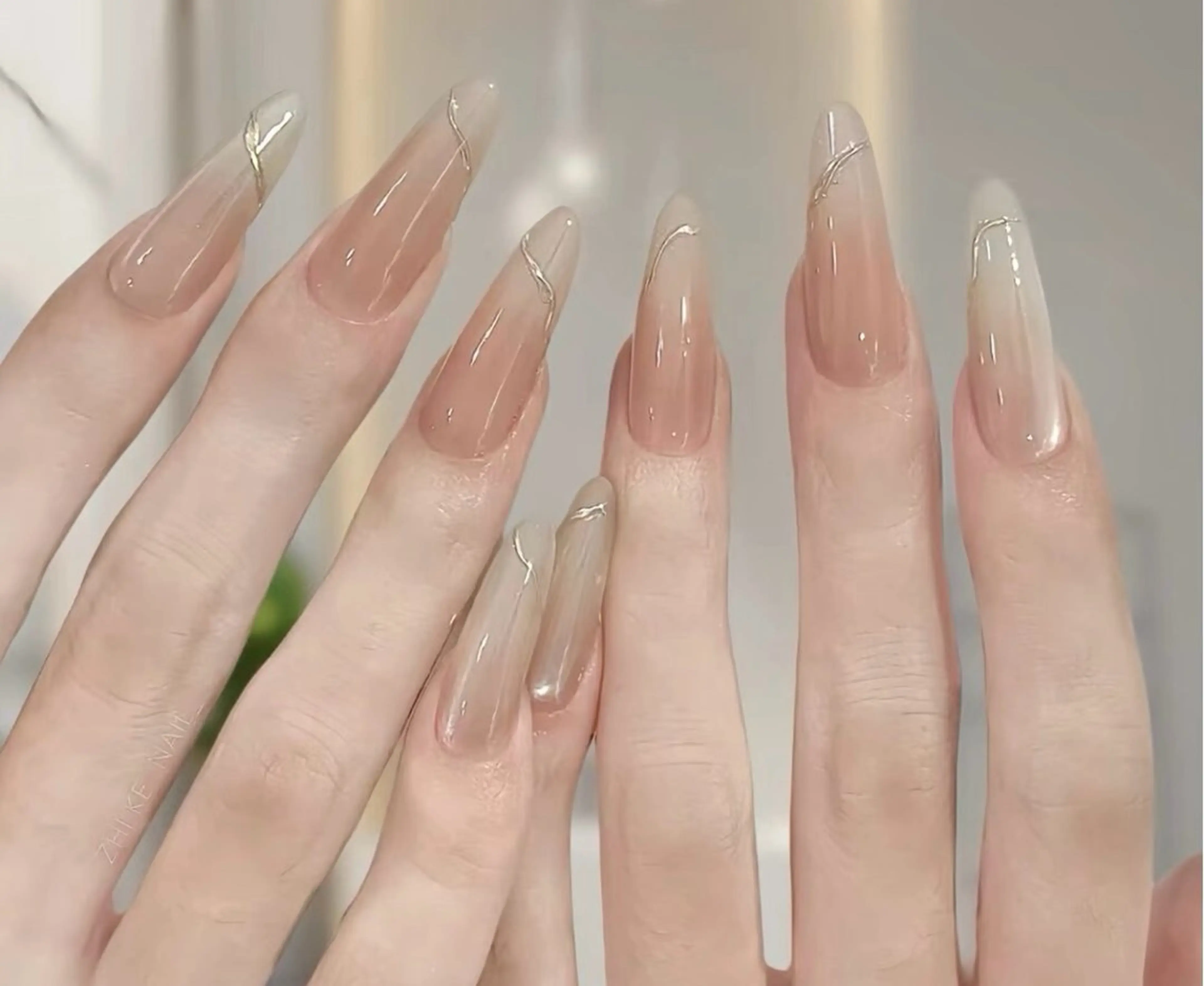 ネイル チークネイル 長さ出し フレンチネイル ガーリー 韓国ネイル SunNail池袋駅 ワンホンネイルのネイルデザイン