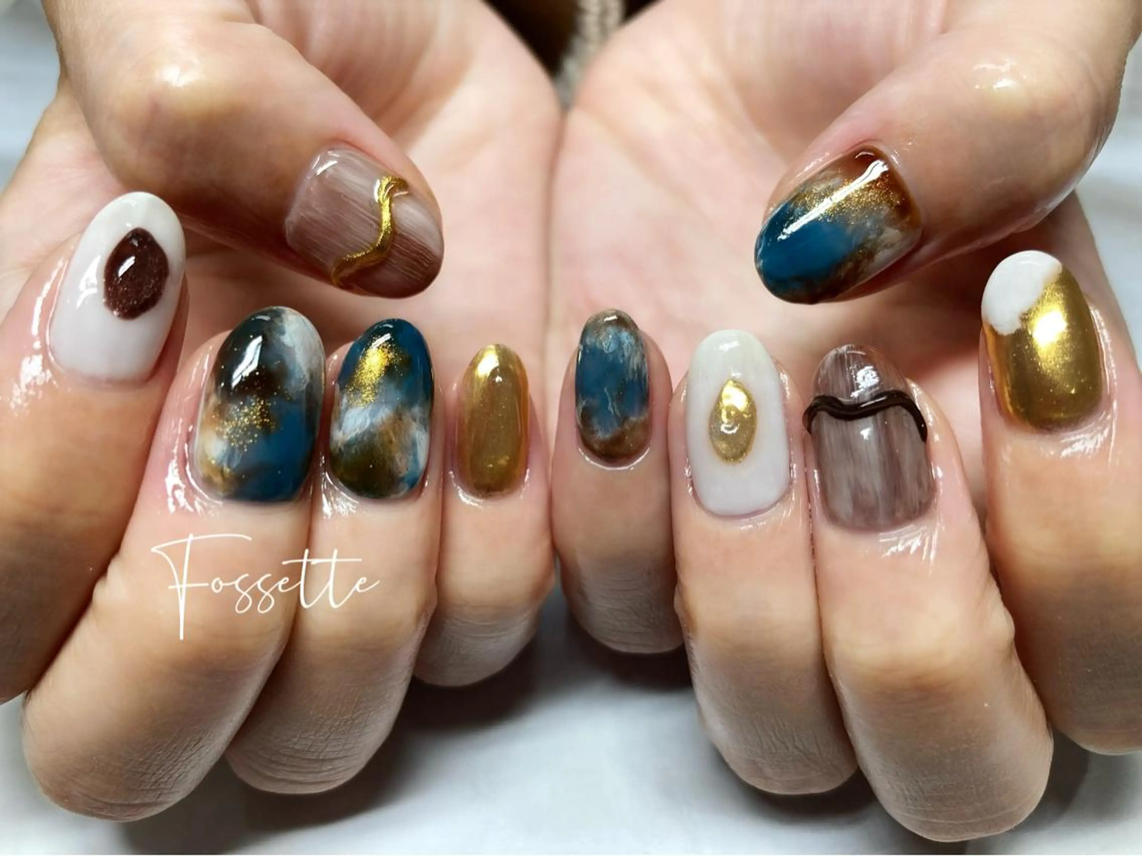 ネイル マグネットネイル ミラーネイル ニュアンスネイル ぷっくりネイル nailsalon Fossetteのネイルデザイン