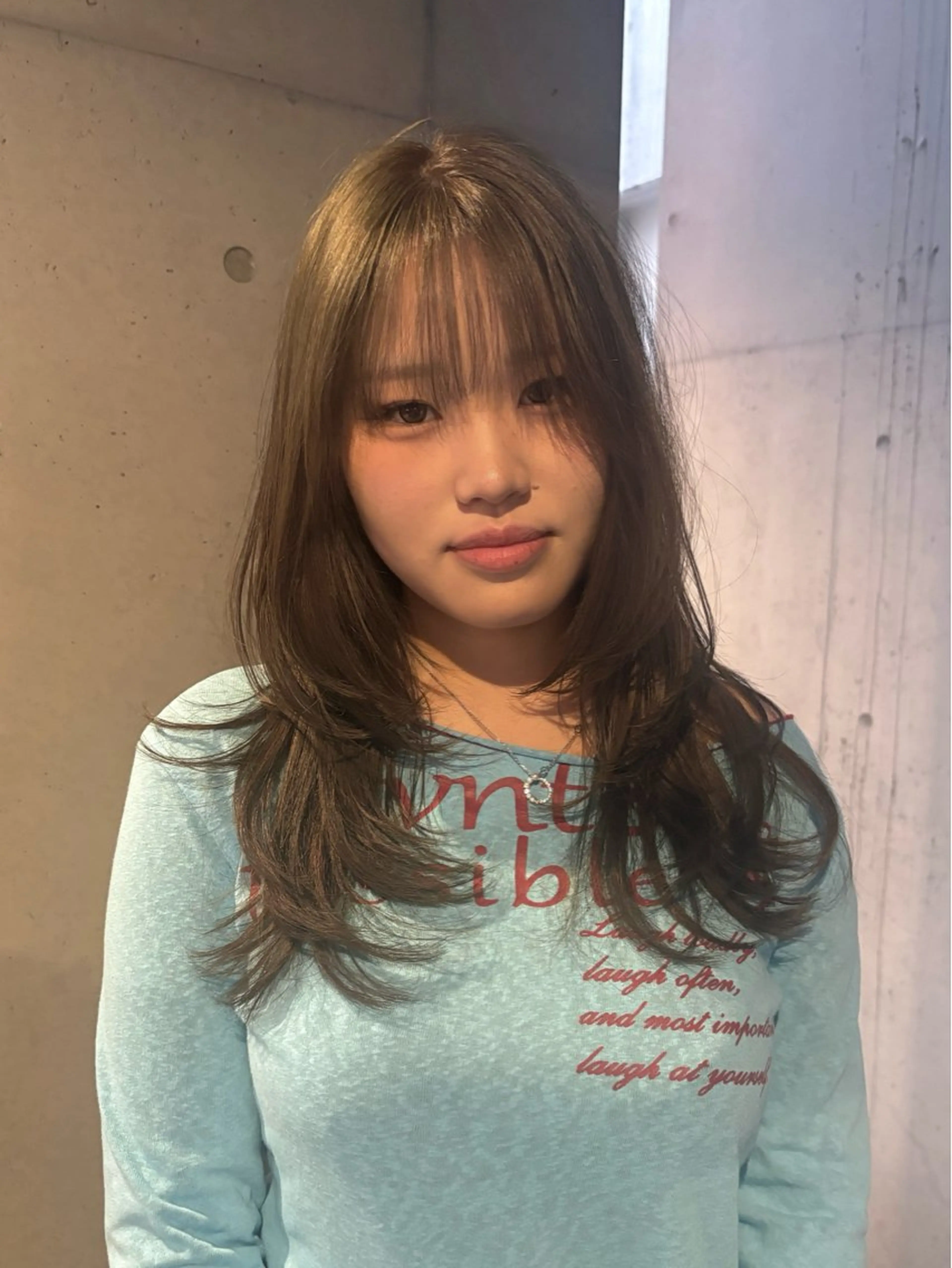 セミロング カラー カット ヘアカラー トリートメント 韓国ヘア/wカラー レイヤー/RIN🎀のヘアスタイル