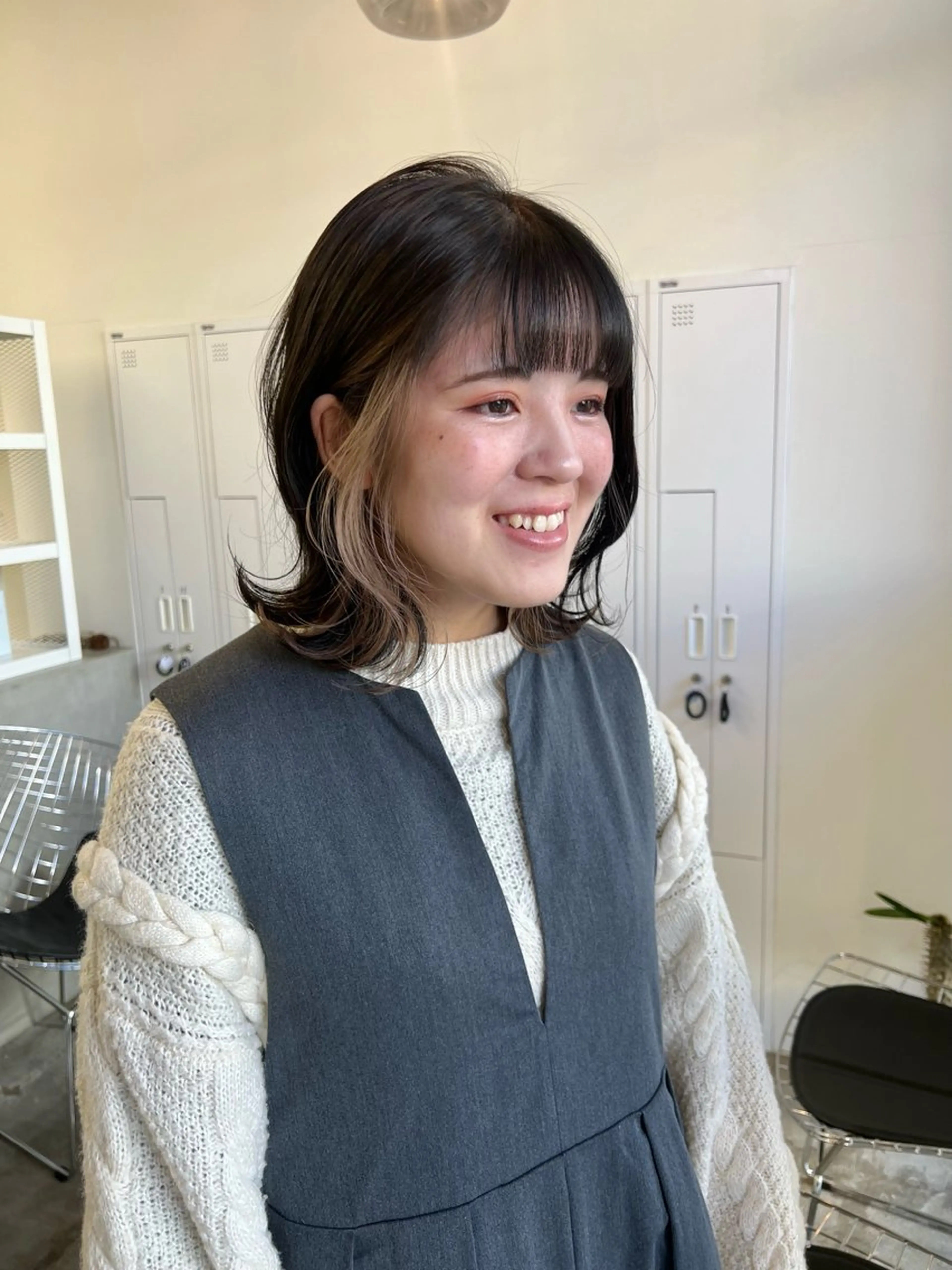 ミディアム カット ヘアカラー 近藤 千裕のヘアスタイル