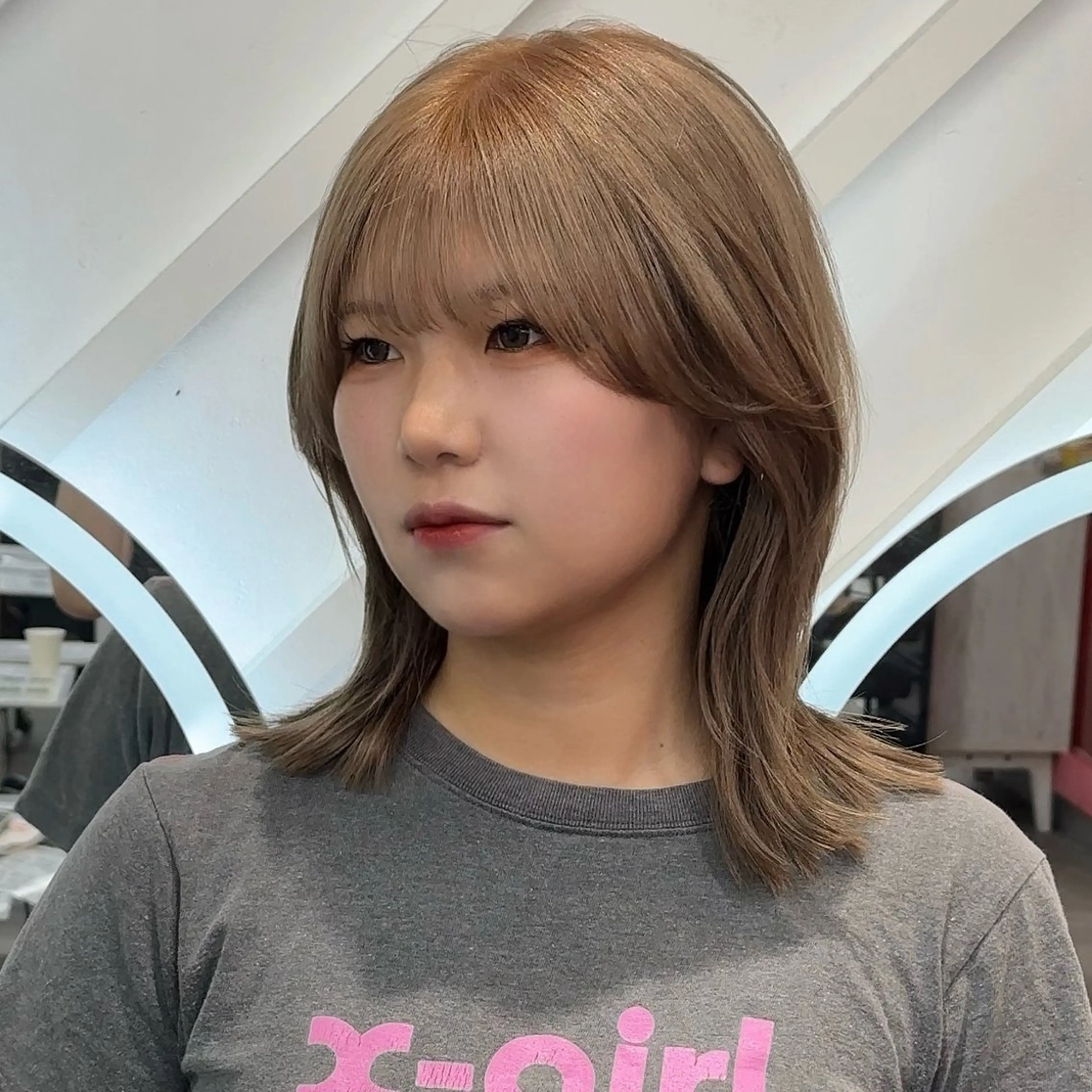 ミディアム カラー カット ヘアカラー トリートメント 原宿/韓国ボブ /くびれボブ/優希のヘアスタイル