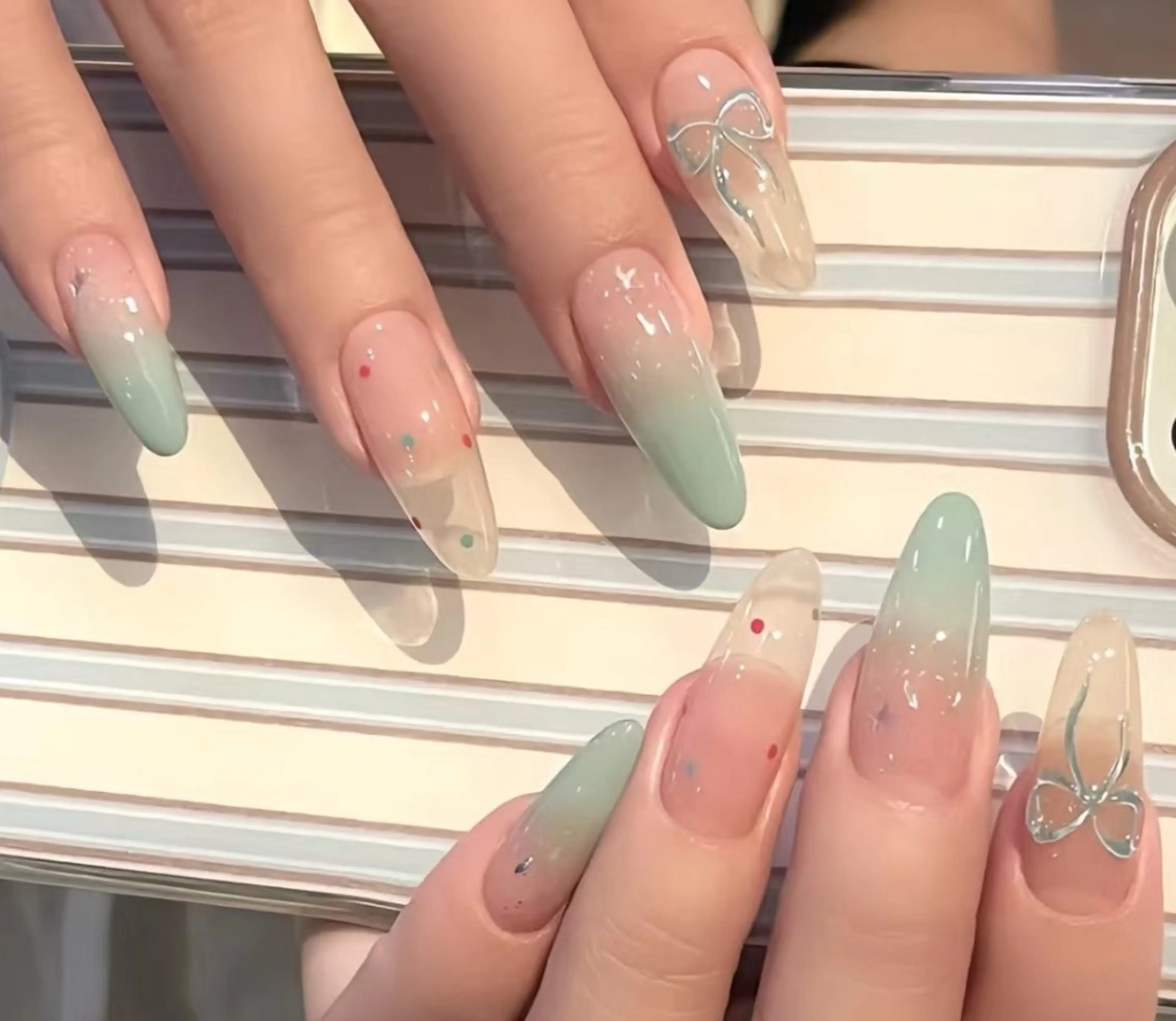 ネイル アートネイル 長さ出し 京 美人のネイルデザイン