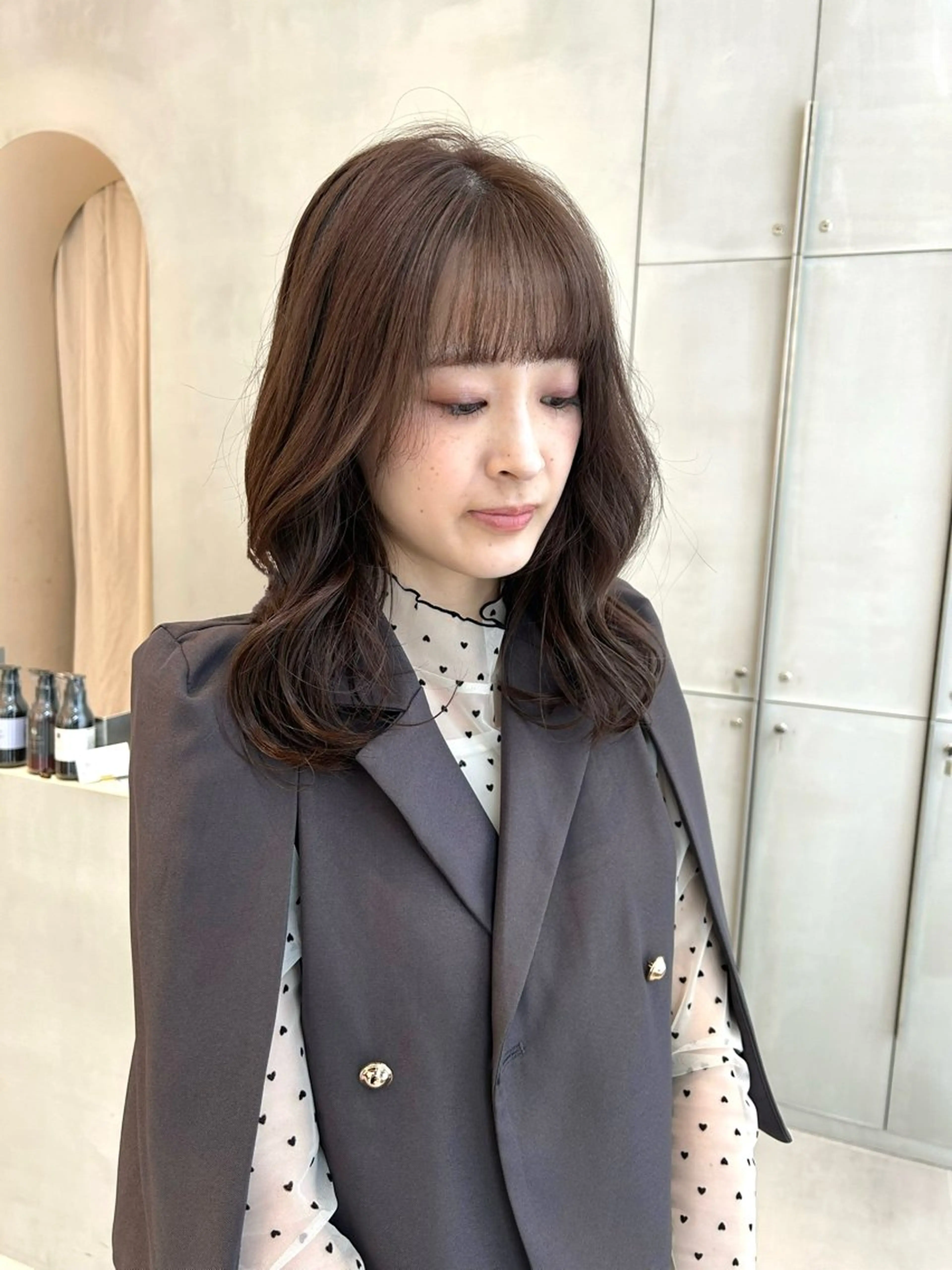 セミロング カラー カット ヘアカラー トリートメント ヘアセット 垢抜け/レイヤー /艶カラー🪼風香のヘアスタイル